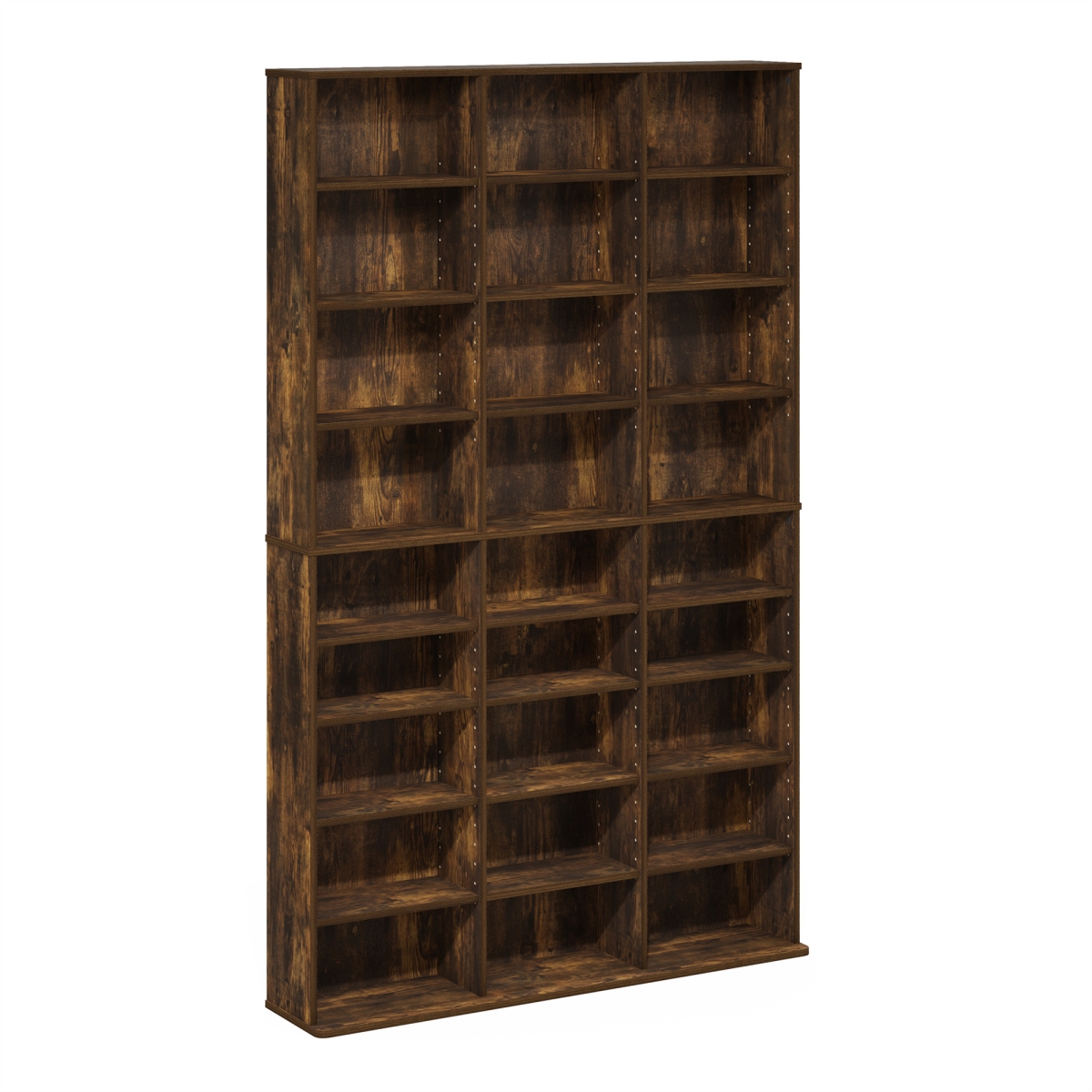 24068AP JAYA 24-Shelf Multimedia Media Storage Tower Rack with Adjustable Shelves, Amber Pine