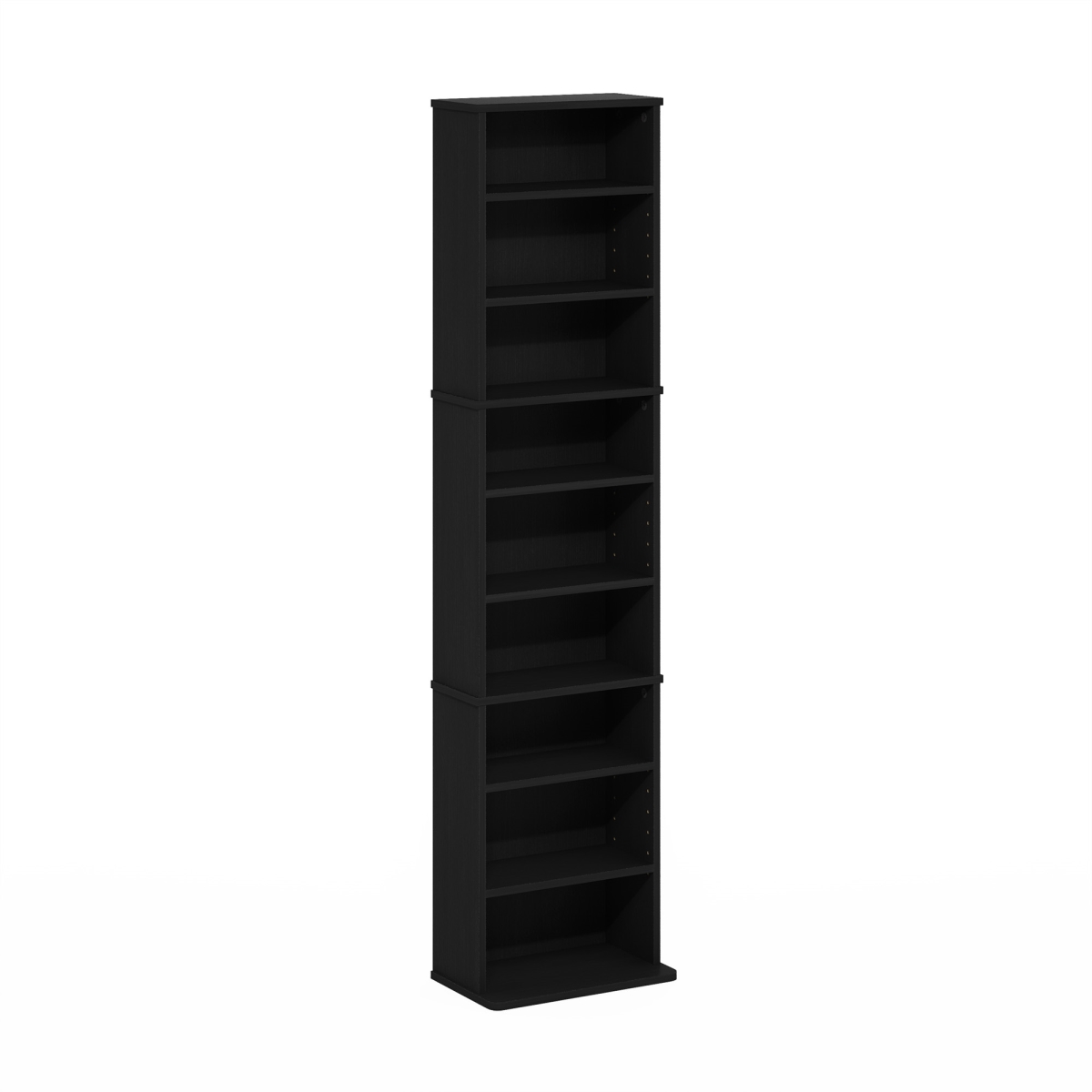 24069AM JAYA 9-Shelf Multimedia Media Storage Tower Rack with Adjustable Shelves, Americano