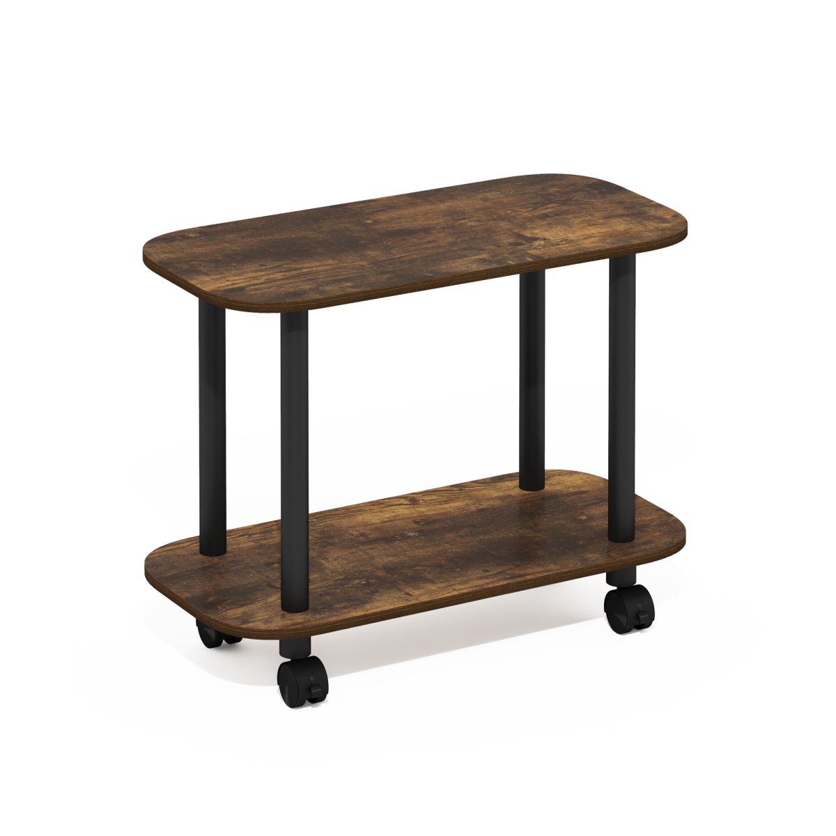 24115APBK Turn-N-Tube Modern Oval End Table, Side Table with Casters, Amber Pine & Black