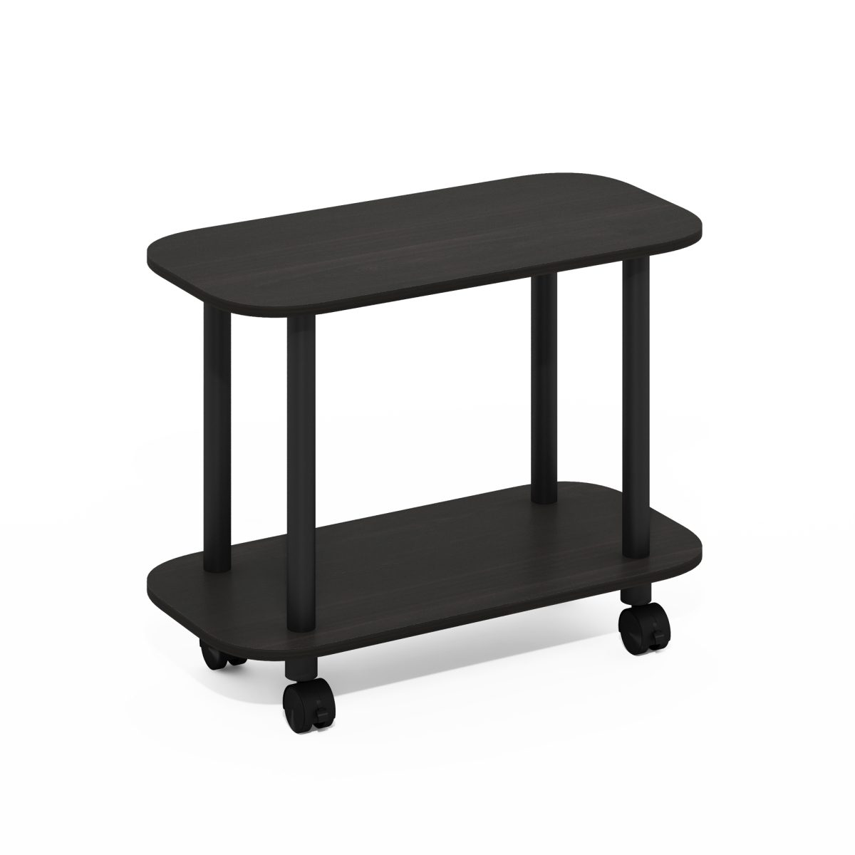 Turn-N-Tube Modern Oval End Table, Side Table with Casters, Espresso & Black