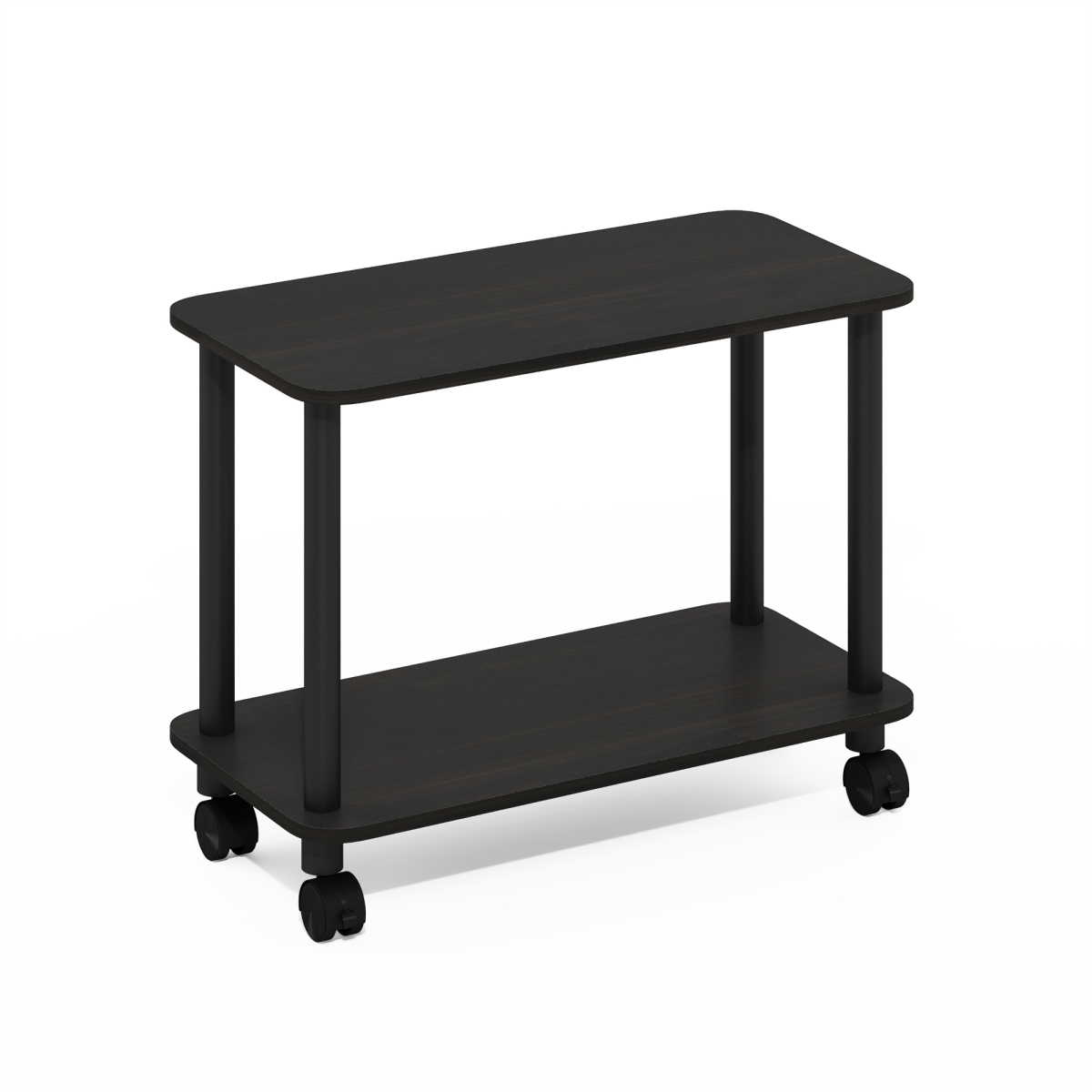 24117EXBK Turn-N-Tube Modern Rectangle End Table, Side Table with Casters, Espresso & Black