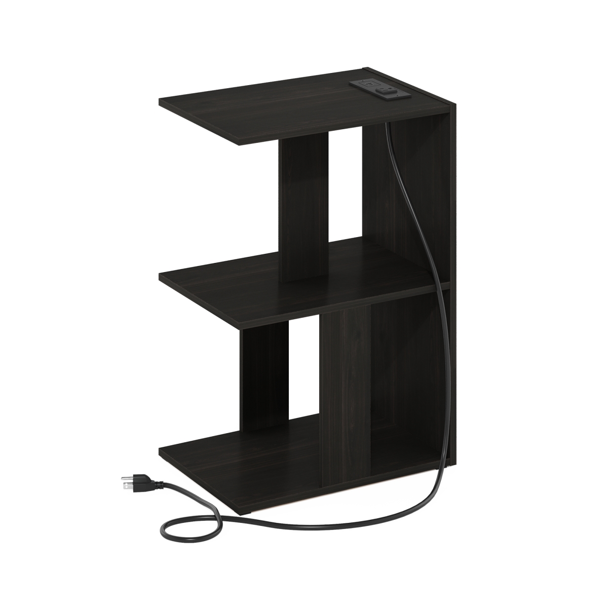 24217EX  Boyate Open Storage Sofa Side Table, End Table with USB & Type-C Charging Port, Espresso