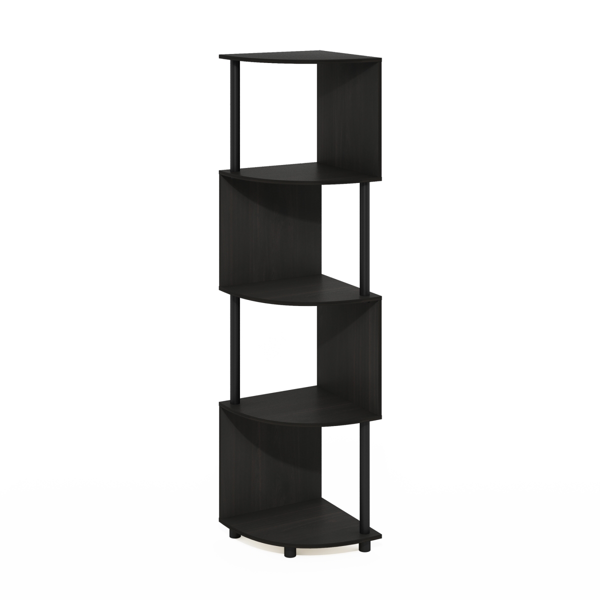 Picture of Furinno 24234EXBK Econ 4 Tier Zigzag Corner Shelf Bookcase&#44; Bookshelf - Espresso & Black