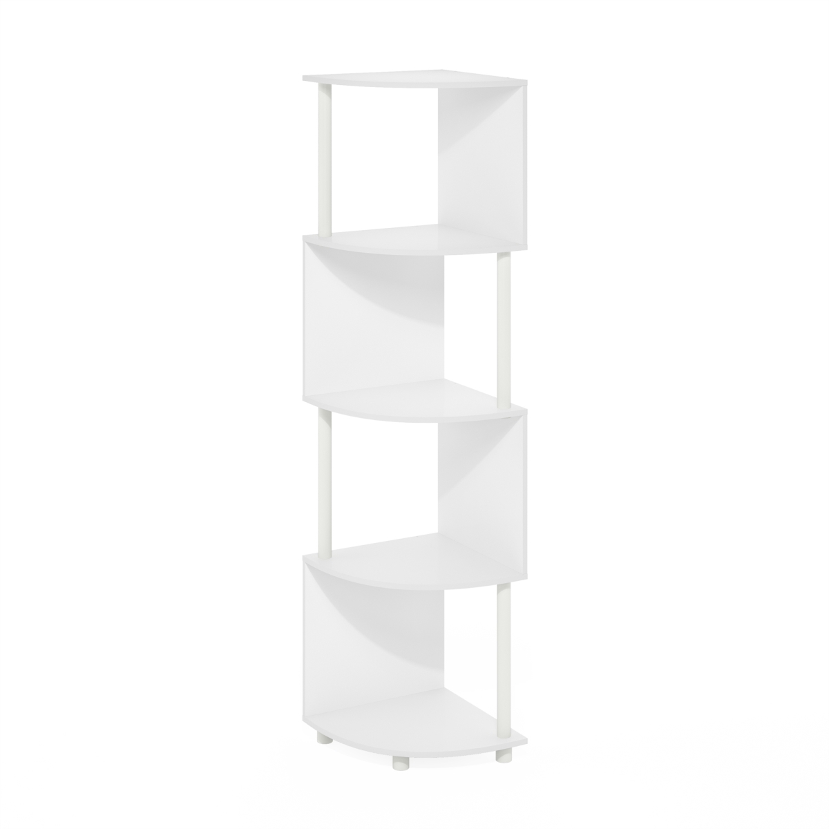 Picture of Furinno 24234WHWH Econ 4 Tier Zigzag Corner Shelf Bookcase&#44; Bookshelf - White