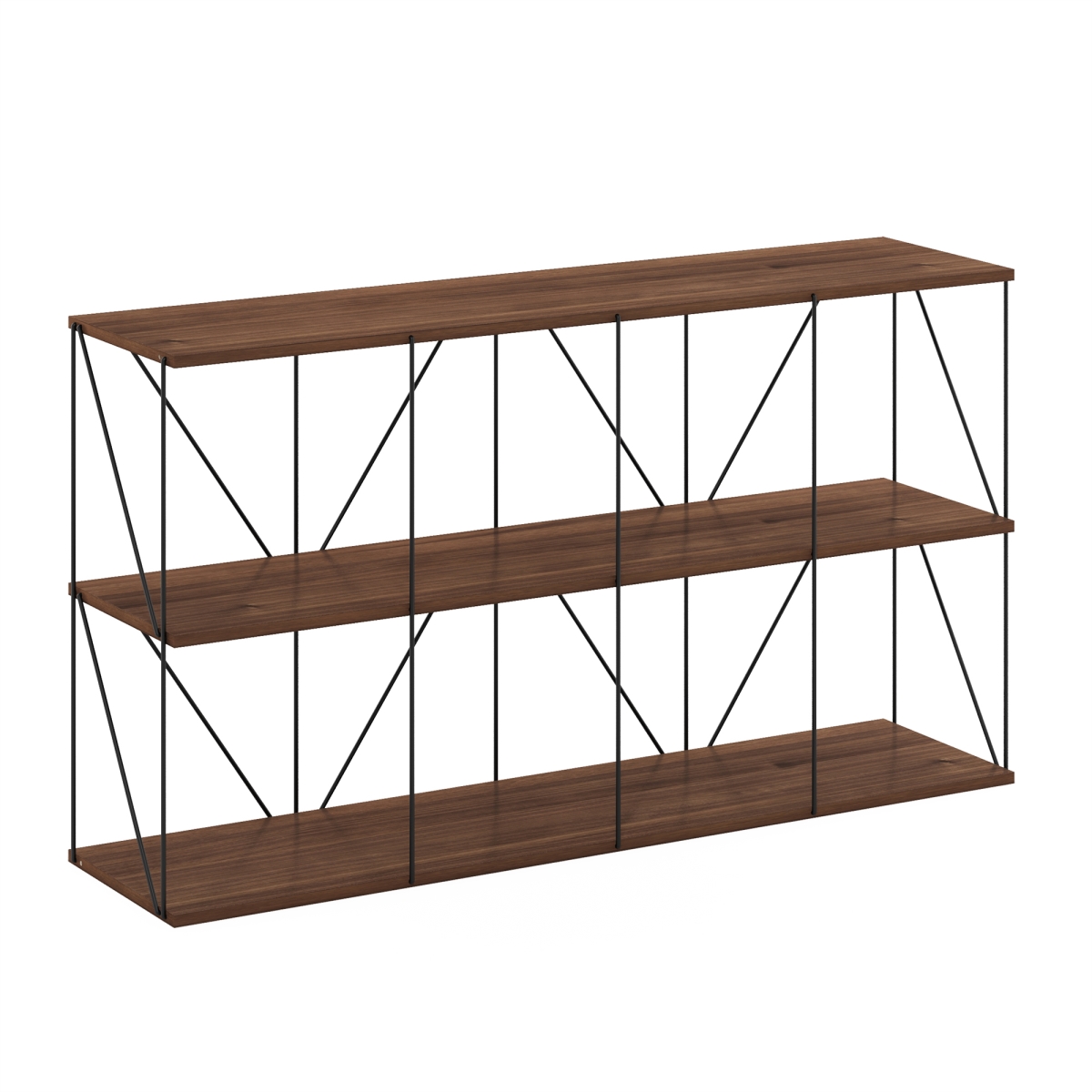 Picture of Furinno 24419CWN 4 x 2 Rata Industrial Multipurpose Flat Base Shelf Display Rack with Metal Frame&#44; Columbia Walnut
