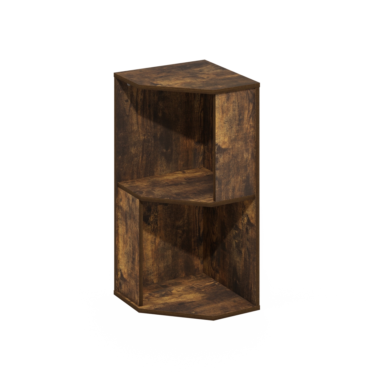 24333AP Econ 2-Tier Freestanding Corner Shelf Bookcase, Amber Pine