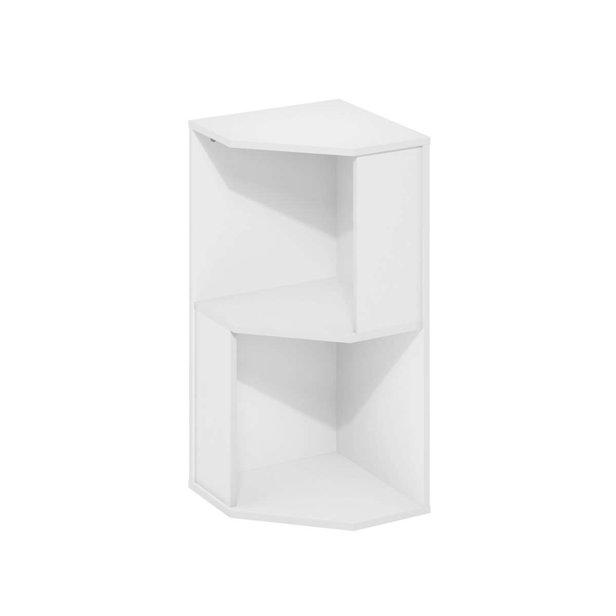 24333WH Econ 2-Tier Freestanding Corner Shelf Bookcase, White