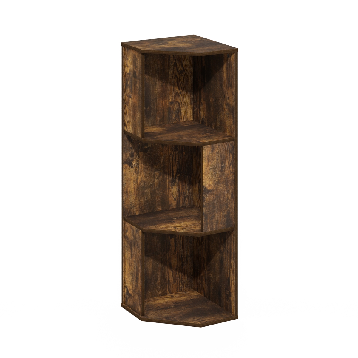 24334AP Econ 3-Tier Freestanding Corner Shelf Bookcase, Amber Pine