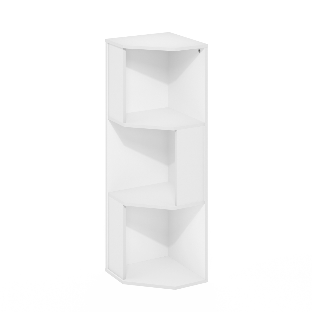 24334WH Econ 3-Tier Freestanding Corner Shelf Bookcase, White