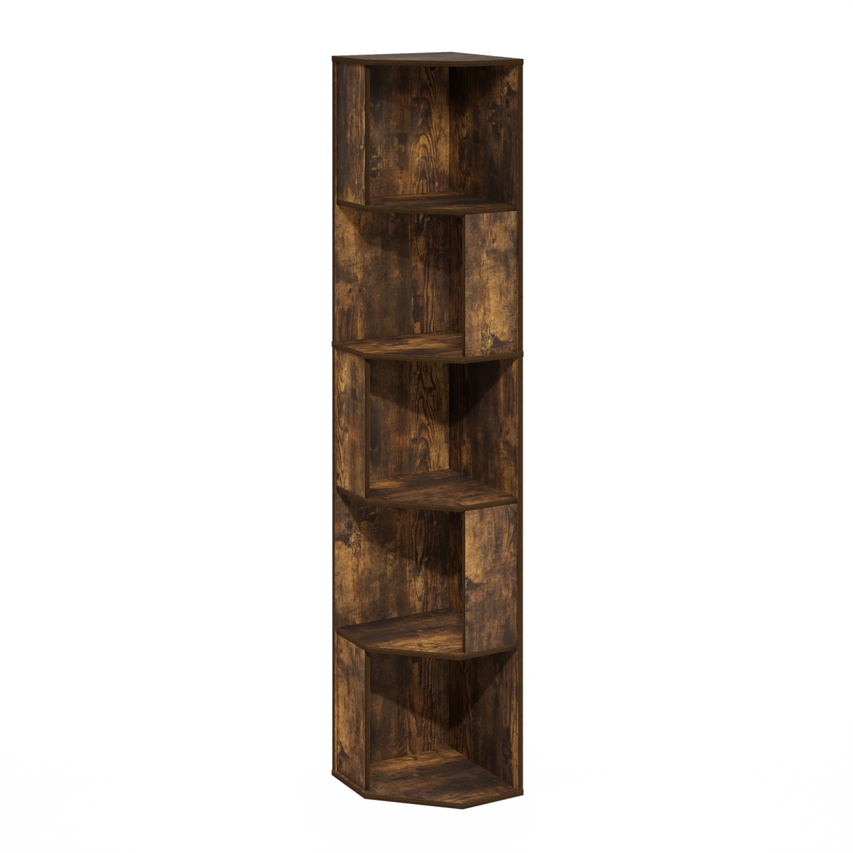 24335AP Econ 5-Tier Freestanding Corner Shelf Bookcase, Amber Pine