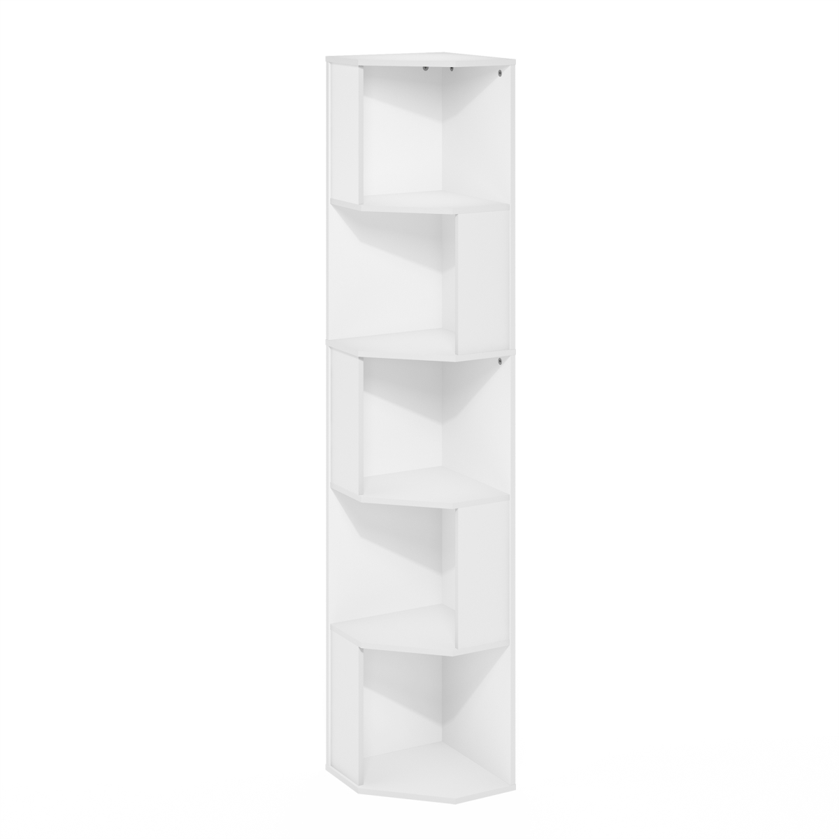 24335WH Econ 5-Tier Freestanding Corner Shelf Bookcase, White