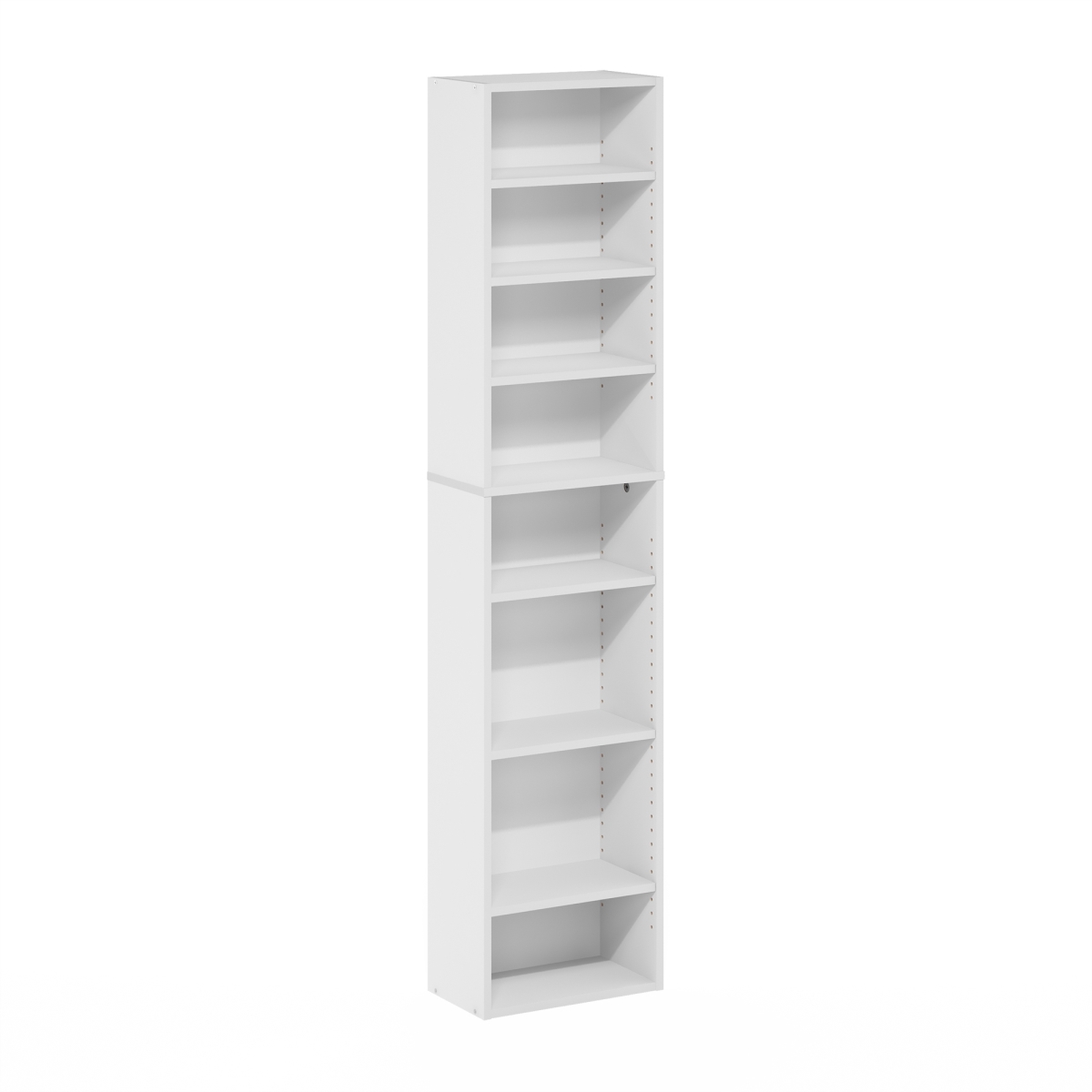 16074WH Indo 8-Tier Adjustable Shelves Multimedia Media Storage Tower Rack, White