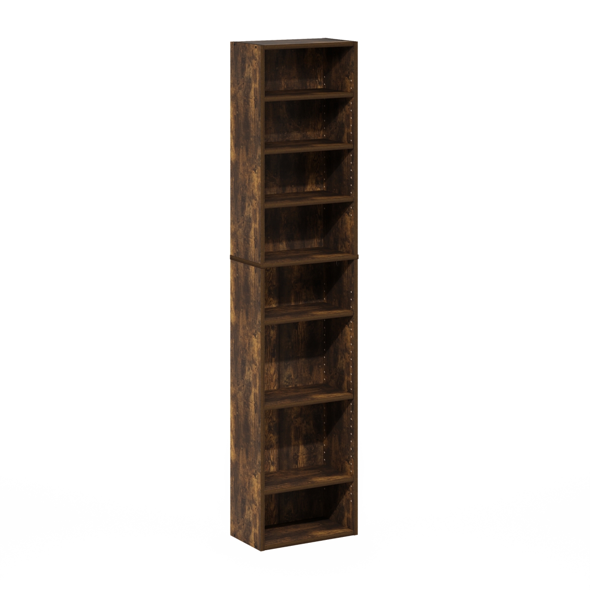 16074AP Indo 8-Tier Adjustable Shelves Multimedia Media Storage Tower Rack, Amber Pine