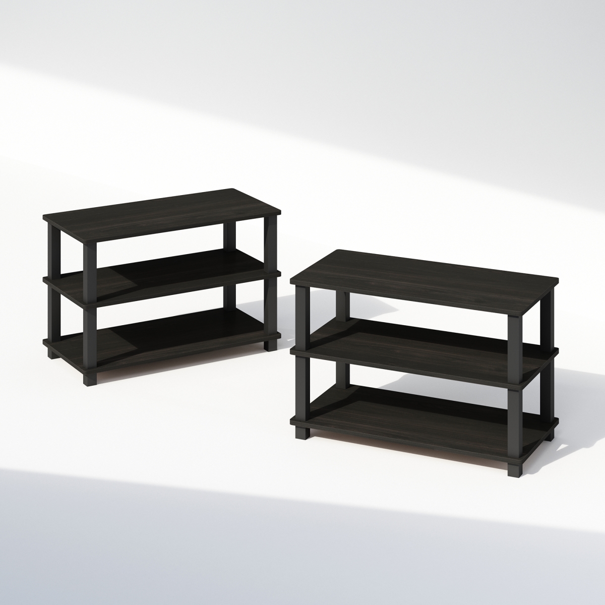N213080EXBK 11.6 x 15.4 x 23.6 in. Turn-S-Tube 3-Tier Multipurpose Stackable Standing Shelves, Espresso & Black - Set of 2