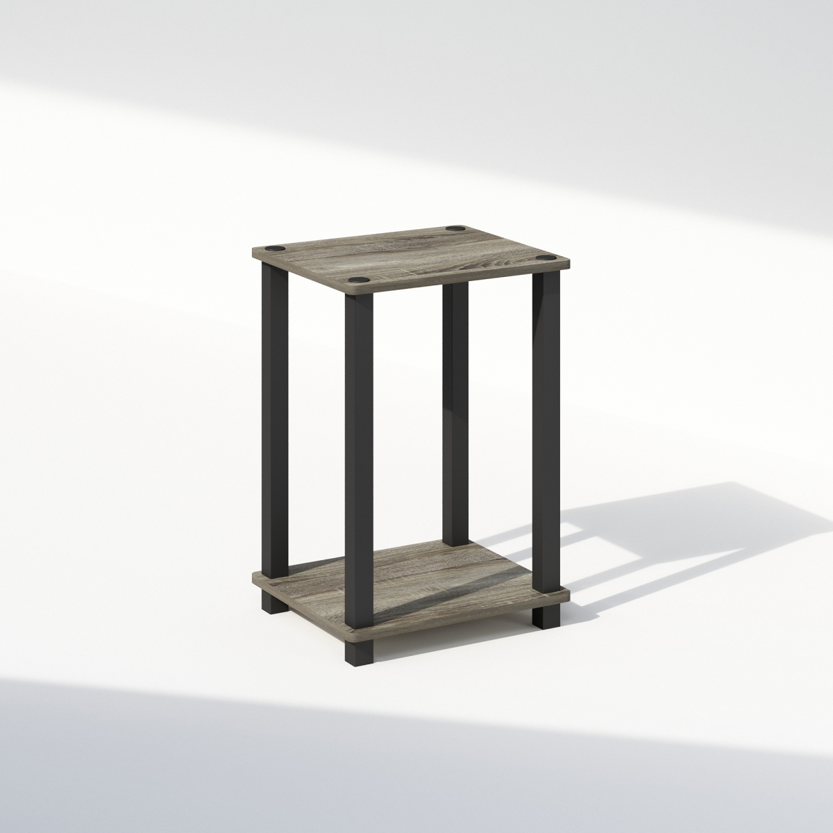 N21260GYWBK 11.5 x 19.6 x 13.4 in. Simplistic Compact Bedside Table, Nightstand - French Oak & Black