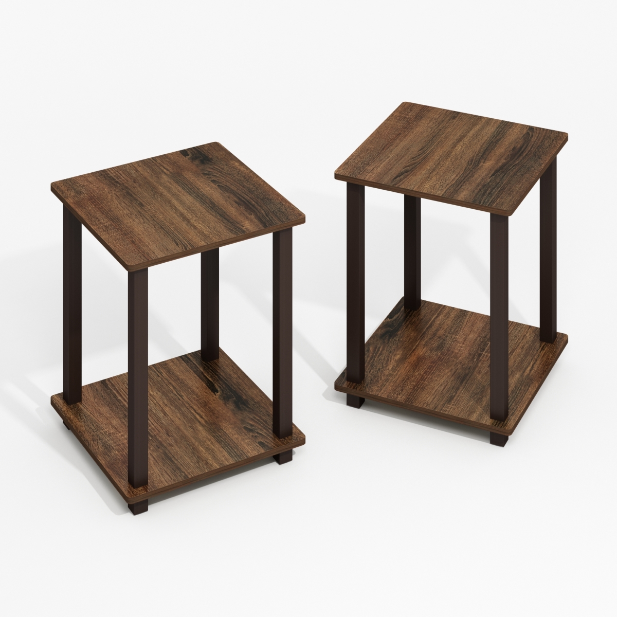 RL12127BWNBR 15.6 x 19.6 x 15.6 in. Simplistic End Table, Black Walnut & Brown - Set of 2
