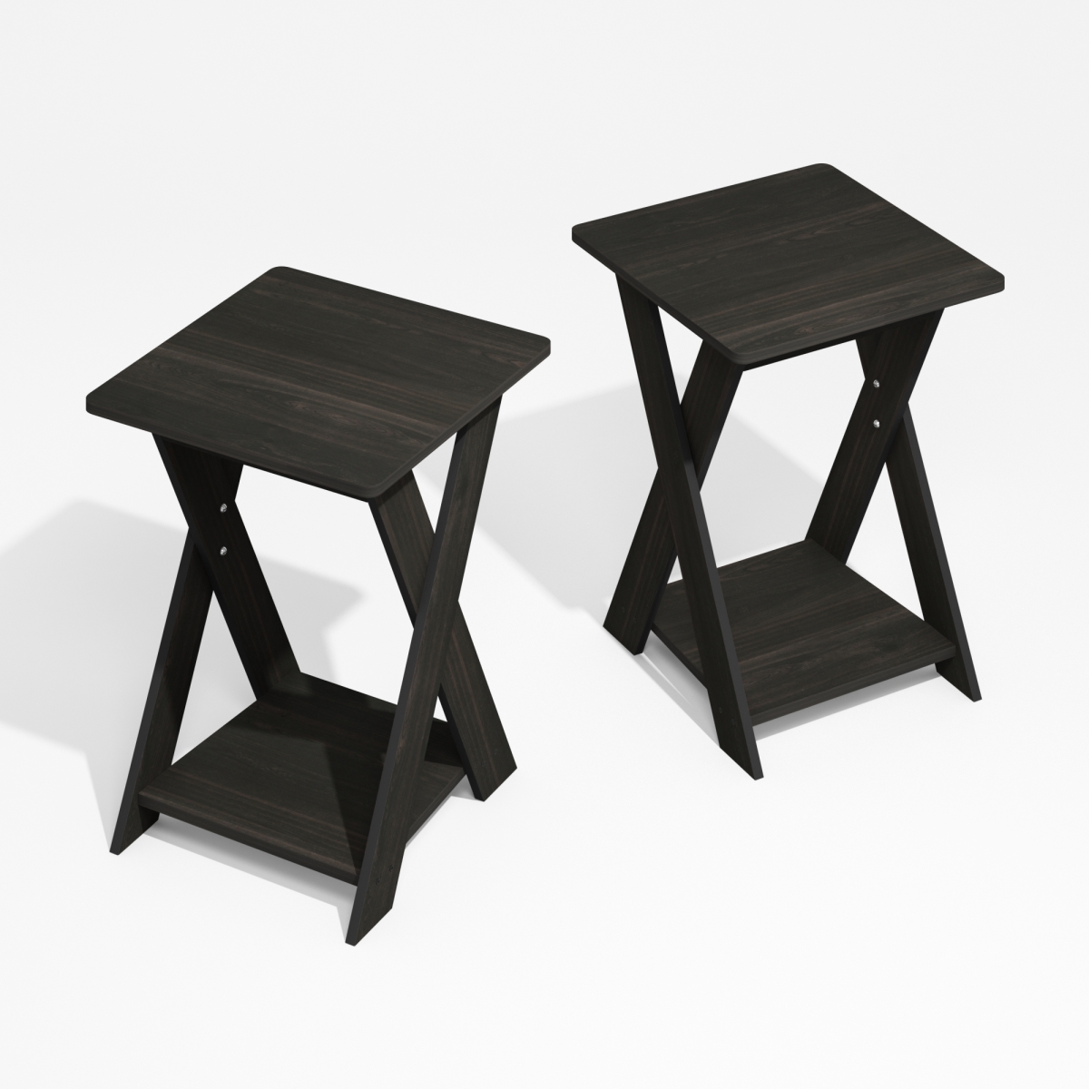 RL216050BEX 15.55 x 20 x 15.55 in. Modern Simplistic Criss-Crossed End Table, Black Espresso - Set of 2