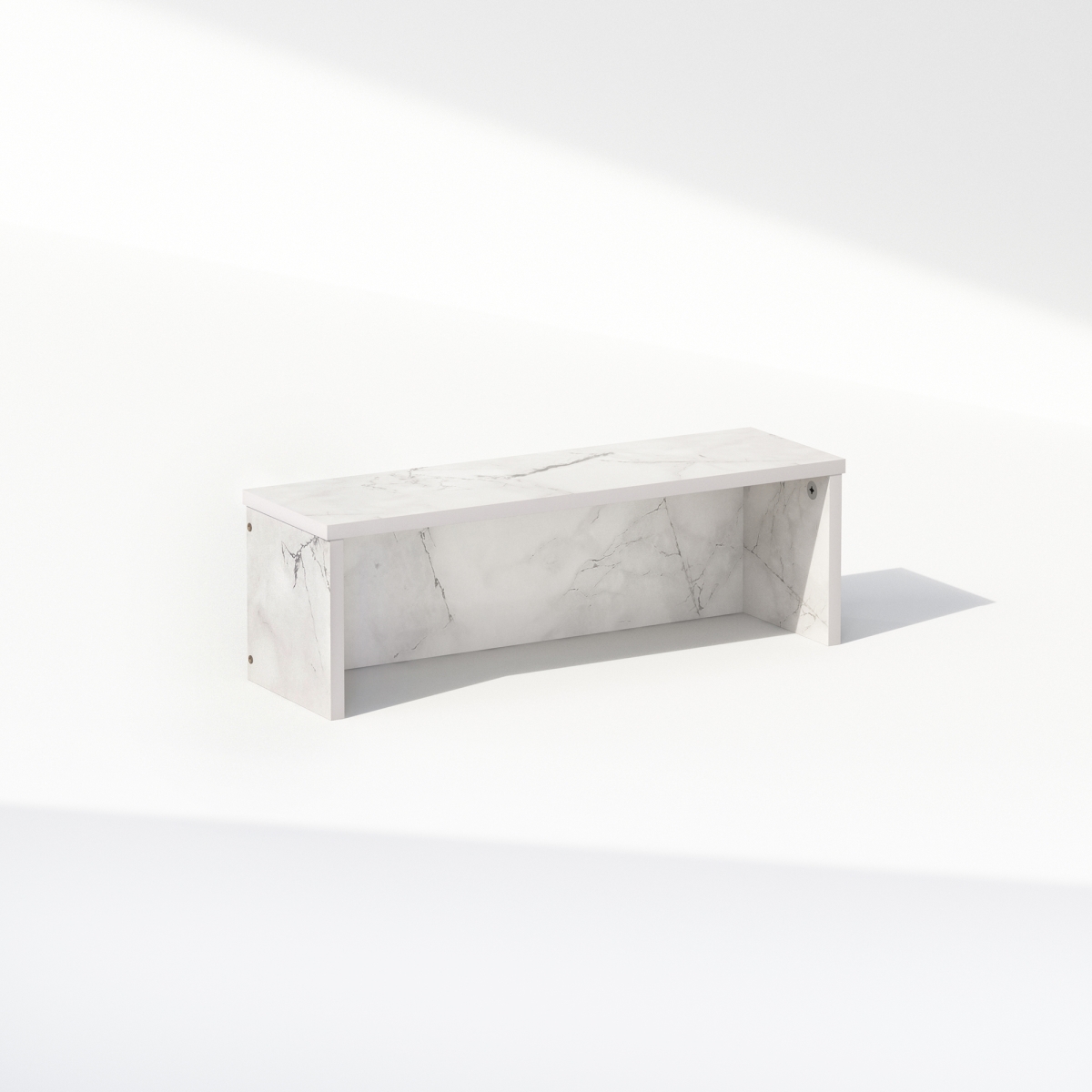 N22115MWH 18 in. Classic Desk Organizer, Shelf Organizer Storage & Display Stand, Marble White