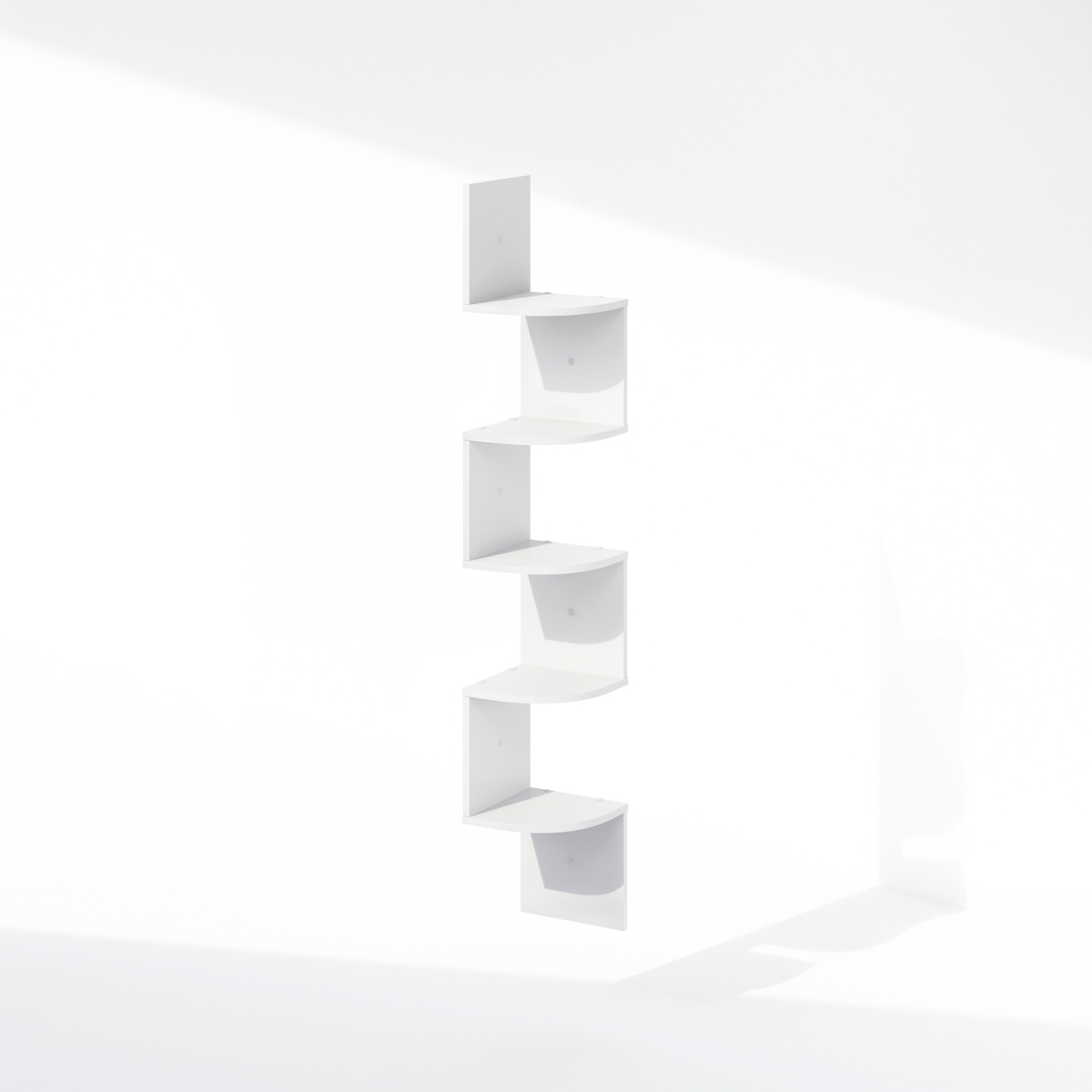N16122WH 5-Tier Floating Corner Wall Mount Shelves for Storage & Display - White