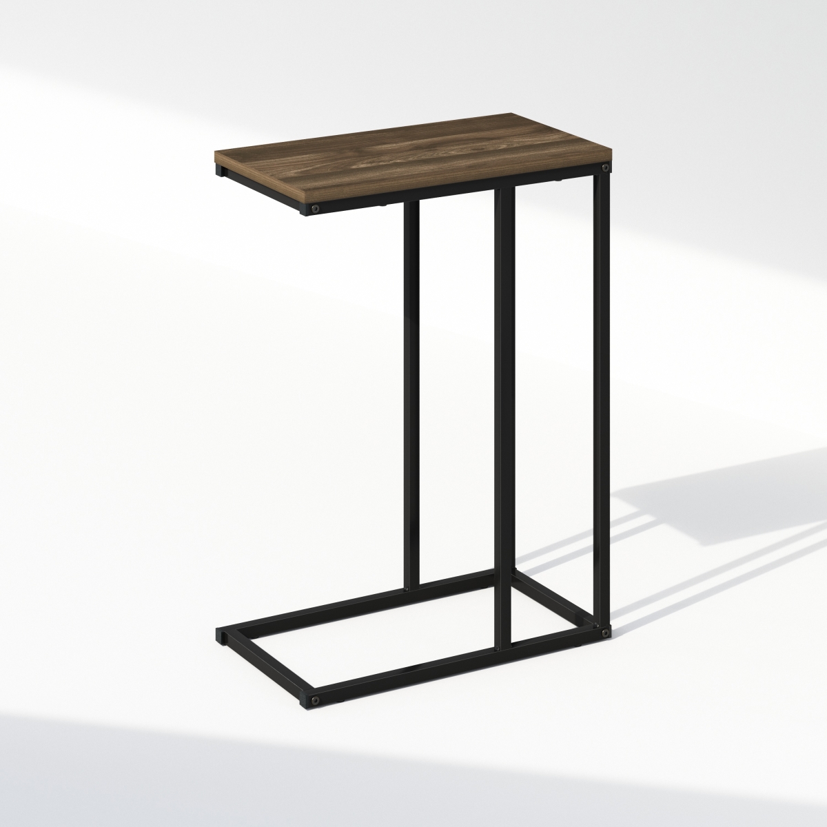 NFM19123CWN 9.84 x 24.8 x 17.72 in. C-Shaped Side End Table for Couch, Sofa & Bed with Metal Frame, Columbia Walnut