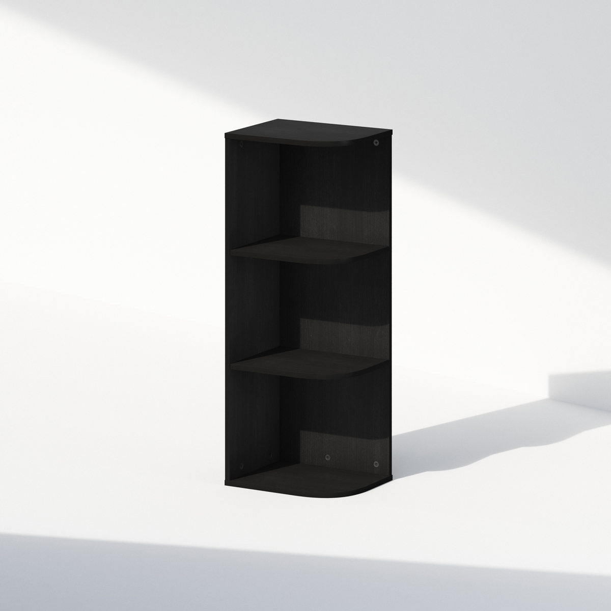 N21177BKW 9.3 x 31.5 x 12.01 in. Reed 3-Tier Space Saving Corner Storage Display Bookshelf - Black Wood