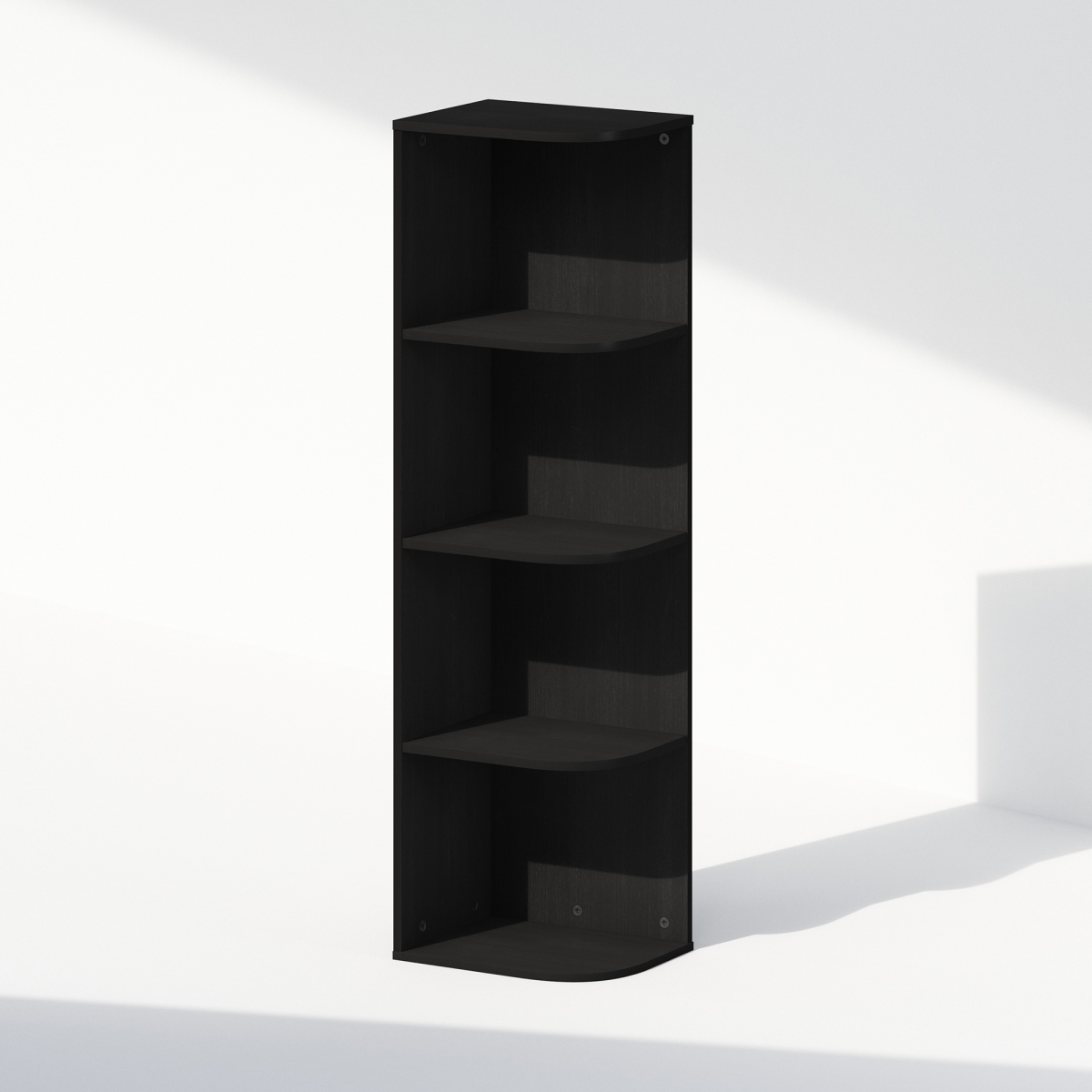 N22270BKW 9.3 x 41.4 x 12.01 in. Reed 4-Tier Space Saving Corner Storage Display Bookshelf - Black Wood
