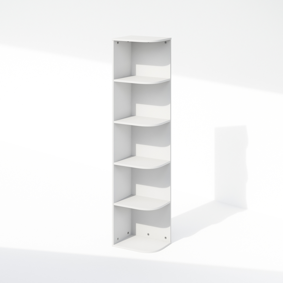 N22271WH 9.3 x 51.73 x 12.01 in. Reed 5-Tier Space Saving Corner Storage Display Bookshelf - White