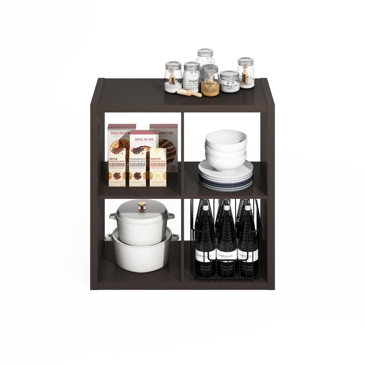Picture of Furinno NNLU22004DOK 14.57 x 30 x 30 in. Hermite 4-Cube Open Shelves Kitchen Storage&#44; Bakers Rack - Buffet Sideboard - Dark Oak