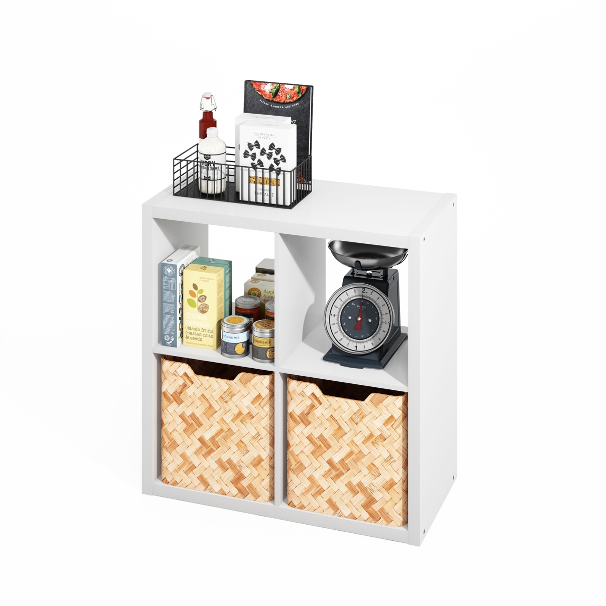 Picture of Furinno NNLU22004WH 14.57 x 30 x 30 in. Hermite 4-Cube Open Shelves Kitchen Storage&#44; Bakers Rack - Buffet Sideboard - White