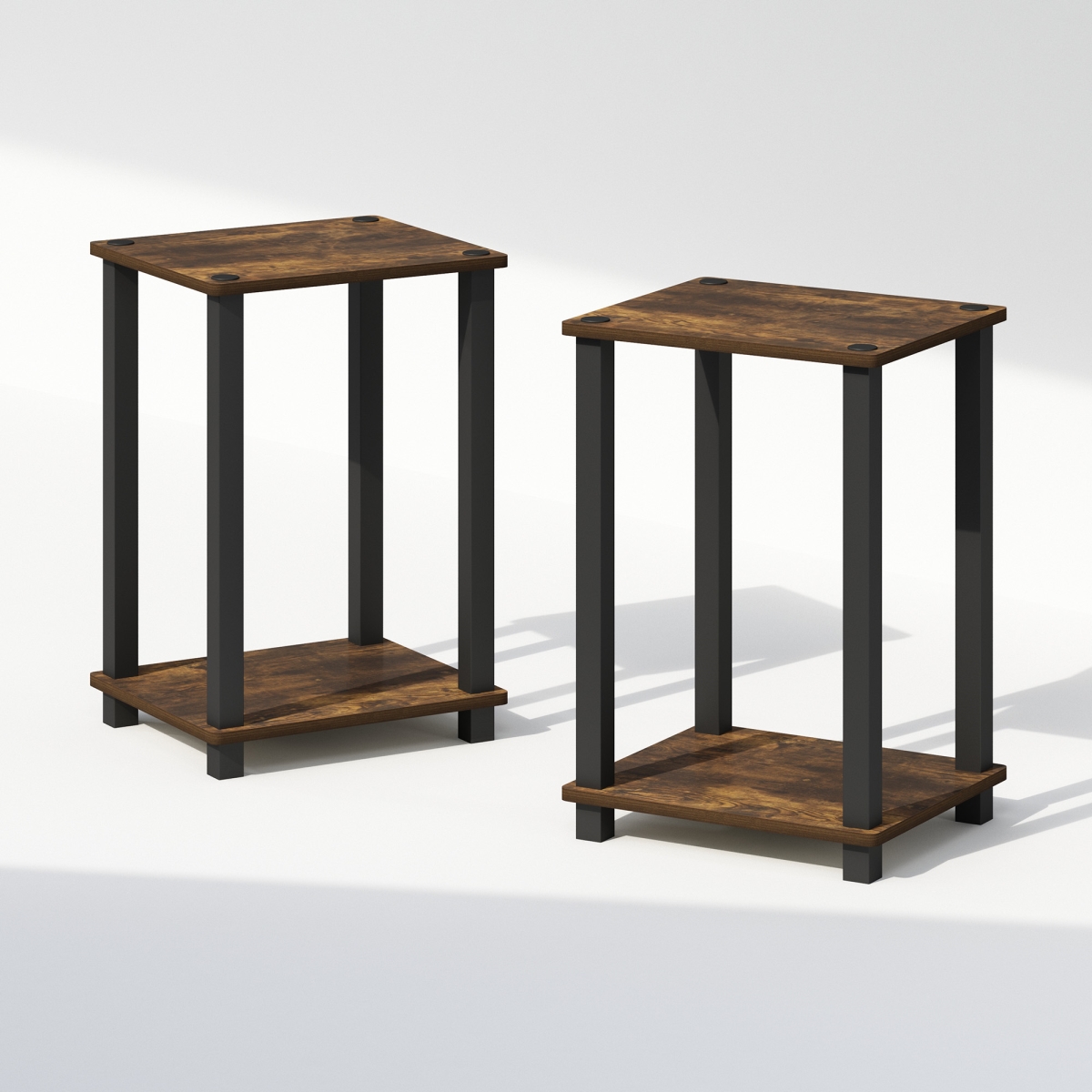 N221260APBK 11.5 x 19.6 x 13.4 in. Simplistic Compact Bedside Table, Nightstand - Amber Pine & Black - Set of 2