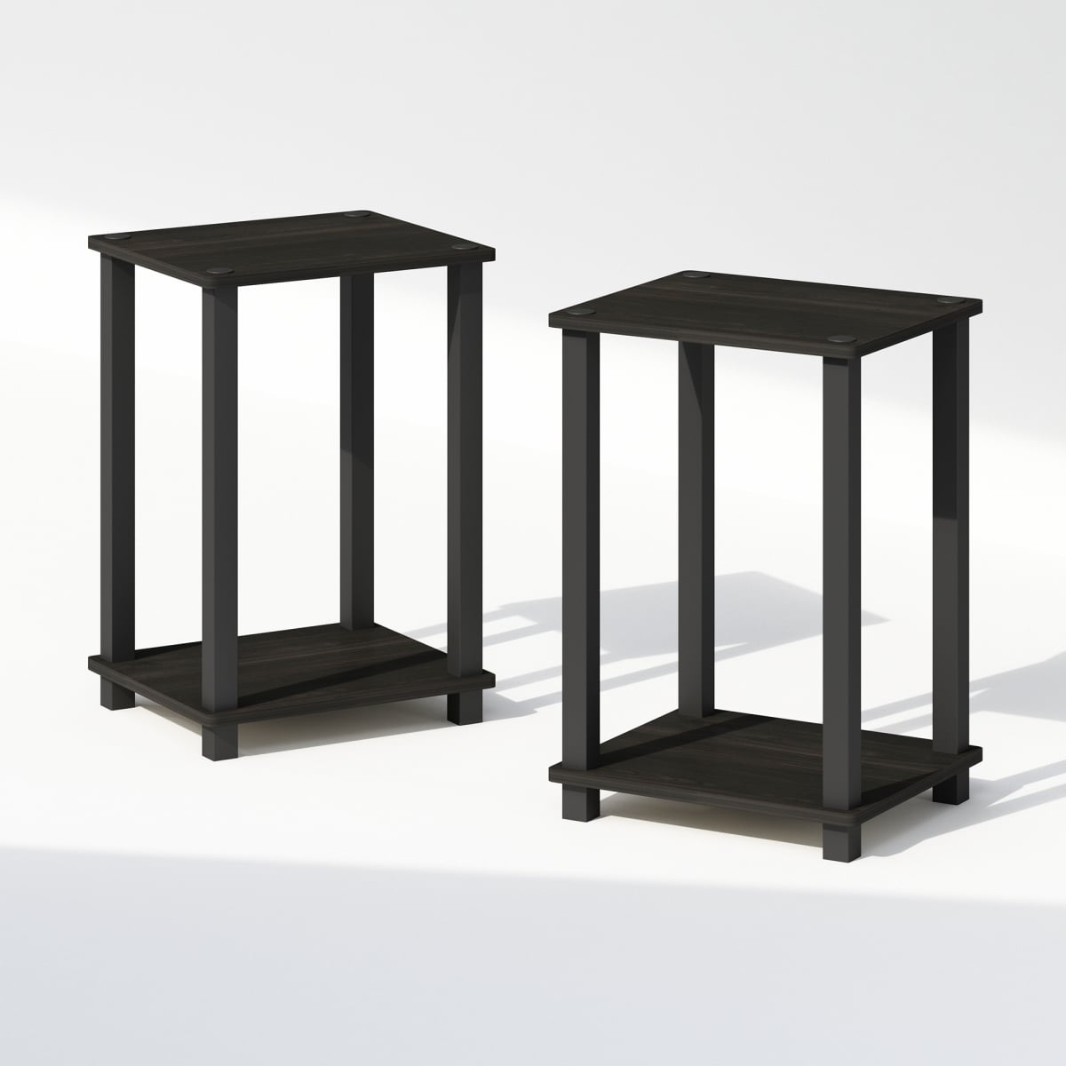 N221260EXBK 11.5 x 19.6 x 13.4 in. Simplistic Compact Bedside Table, Nightstand - Espresso & Black - Set of 2