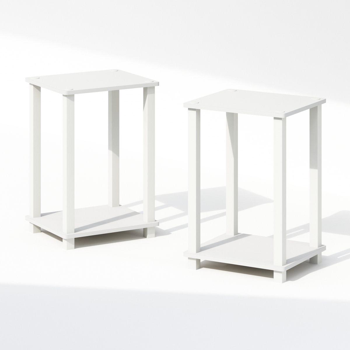 N221260WHWH 11.5 x 19.6 x 13.4 in. Simplistic Compact Bedside Table, Nightstand - White - Set of 2