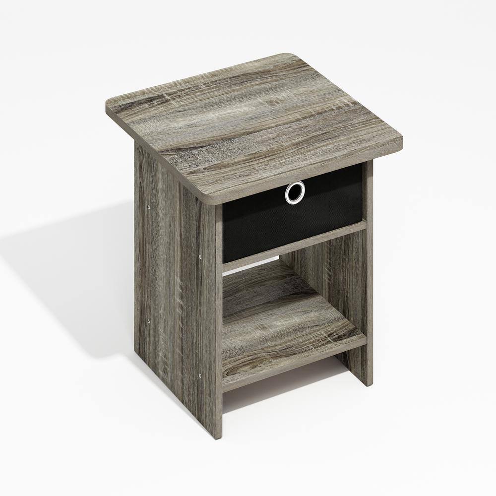 RL10004GOKBK 15.5 x 17.8 x 15.5 in. Dario Side End Table, Storage Shelf with Bin Drawer - Gray Oak & Black