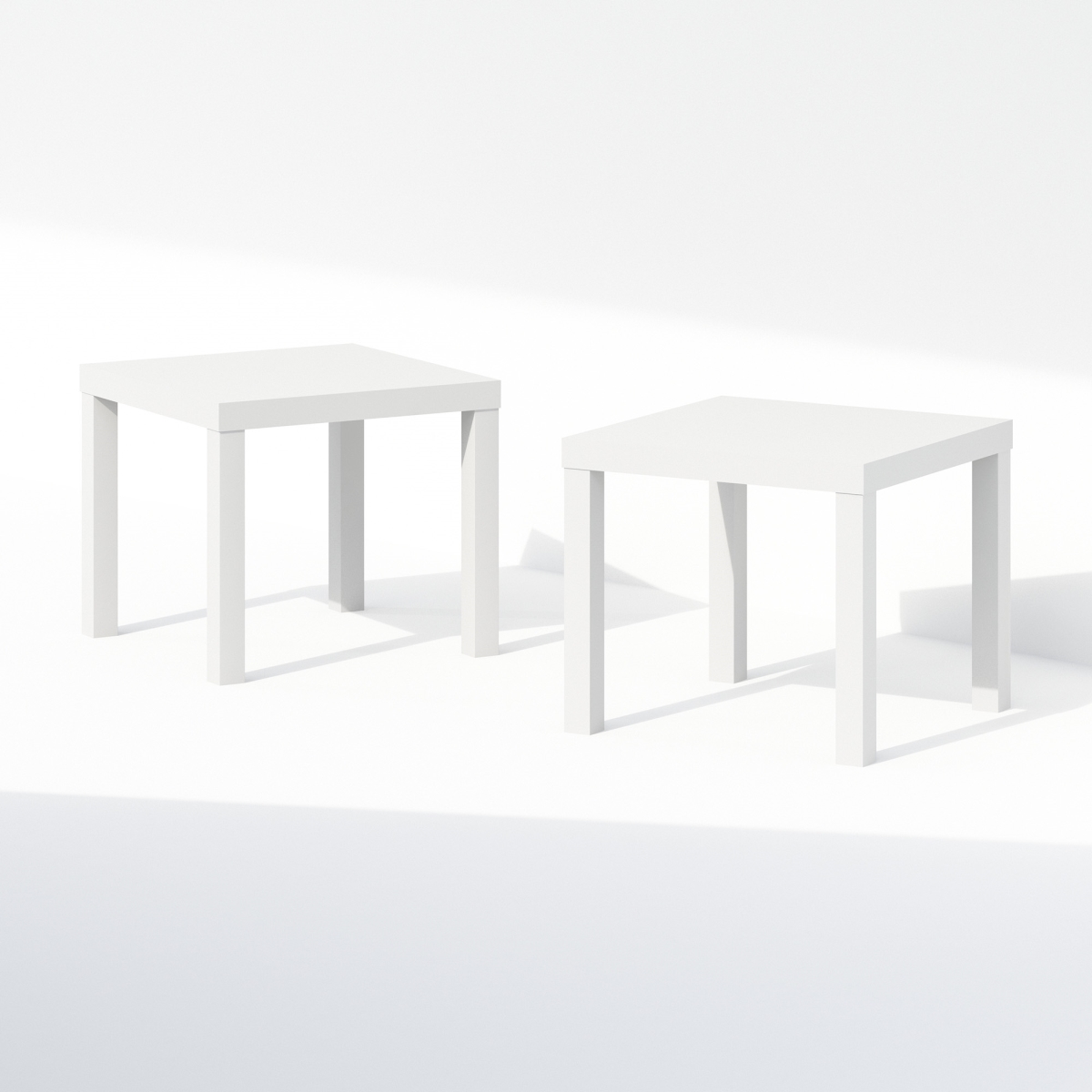 N2LU22002WH 20.08 x 17.52 x 20.08 in. Simple Square Coffee Side Table, White - Set of 2