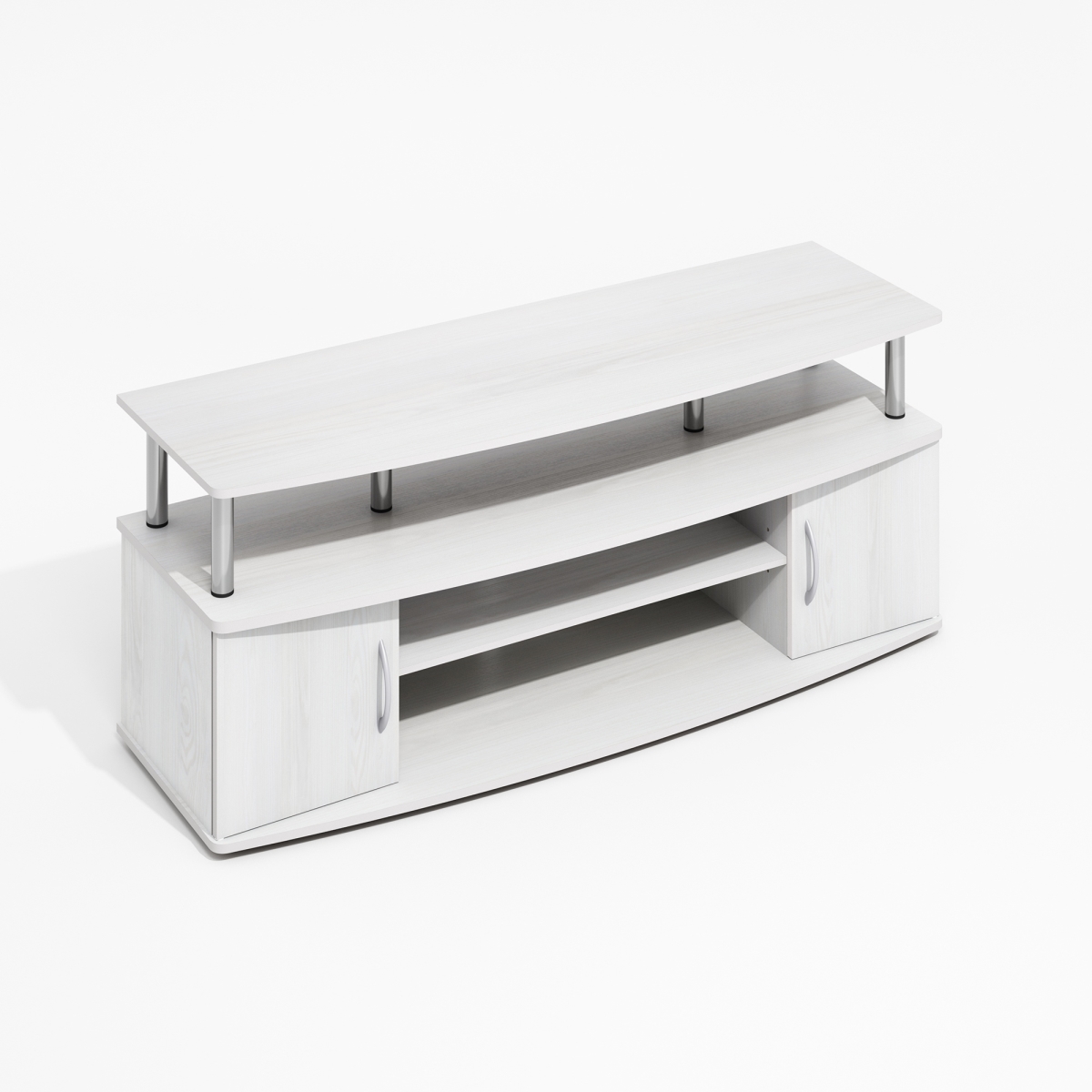 RL15113WWSS 15.87 x 19.53 x 47.24 in. Jaya Large Entertainment Center Hold Up to 55 in. TV, White Wood - Stainless Steel Tubes