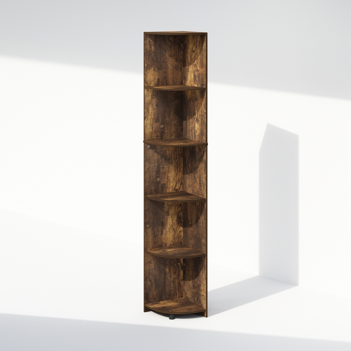 N24013AP 12.01 x 70.87 x 12.01 in. Basic 5-Tier Corner Multipurpose Standing Shelf - Amber Pine