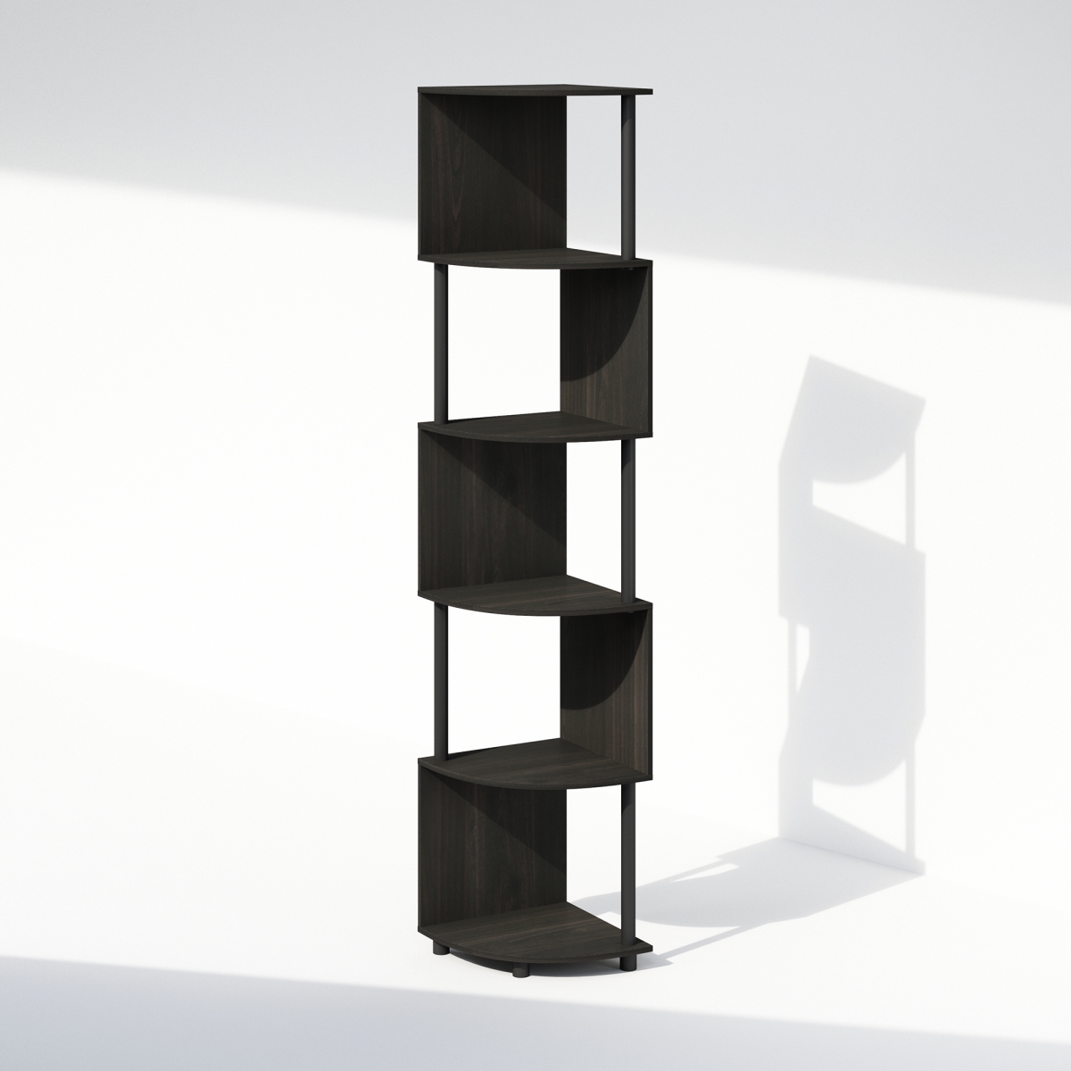 N24014EXBK 12.01 x 70.87 x 12.01 in. Basic 5-Tier Zigzag Corner Multipurpose Standing Shelf - Espresso & Black