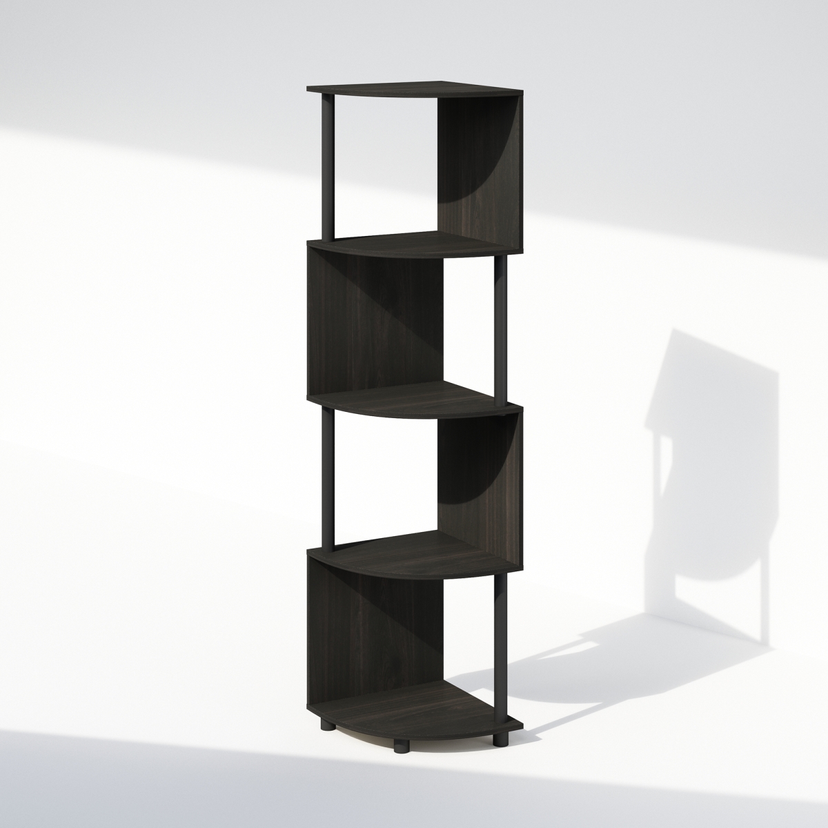 N24234EXBK 12.01 x 57.13 x 12.01 in. Basic 4-Tier Zigzag Corner Multipurpose Standing Shelf - Espresso & Black