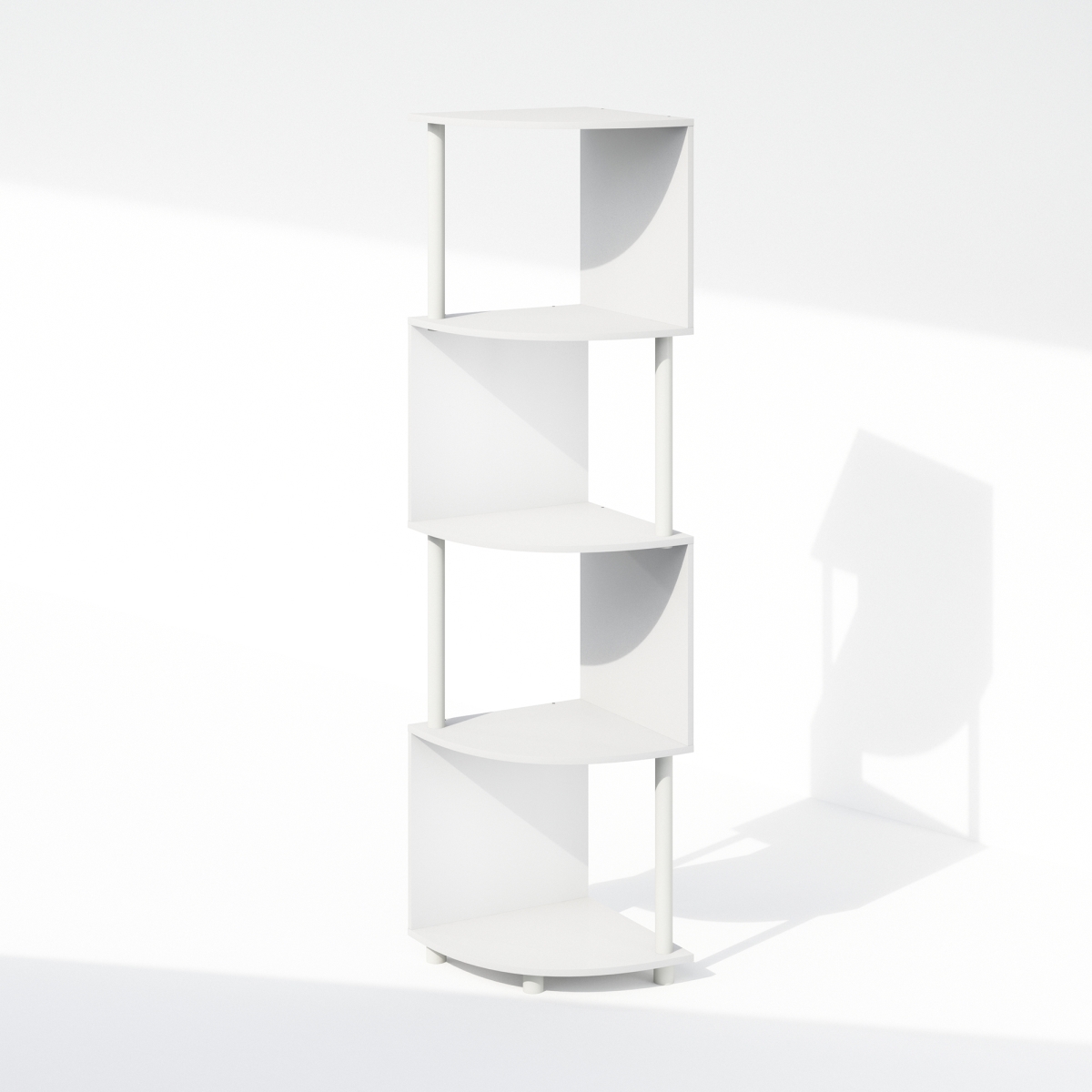 N24234WHWH 12.01 x 57.13 x 12.01 in. Basic 4-Tier Zigzag Corner Multipurpose Standing Shelf - White