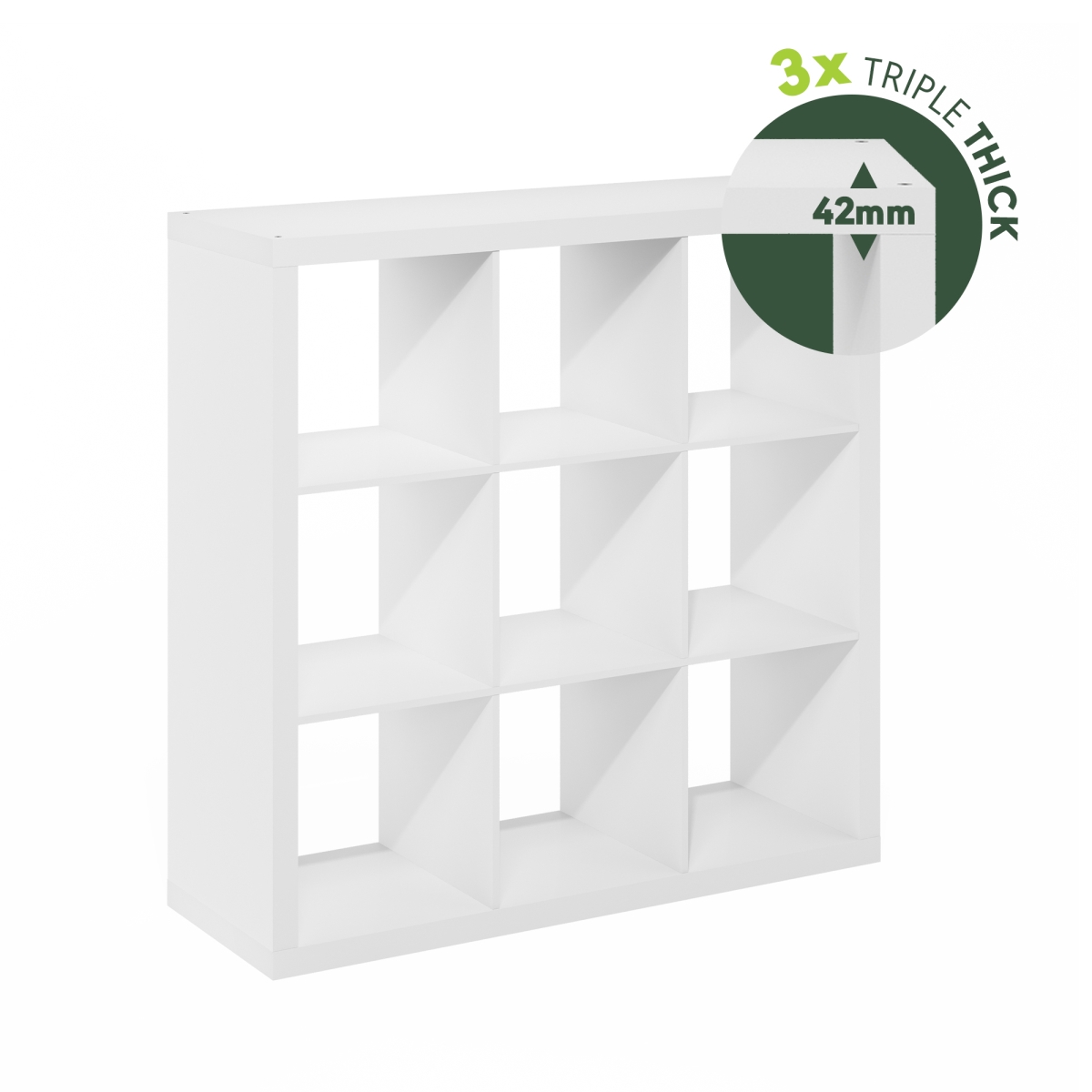 23206WHD Cubicle Extra Thick Frame Decorative 9-Cube Storage Organizer, White
