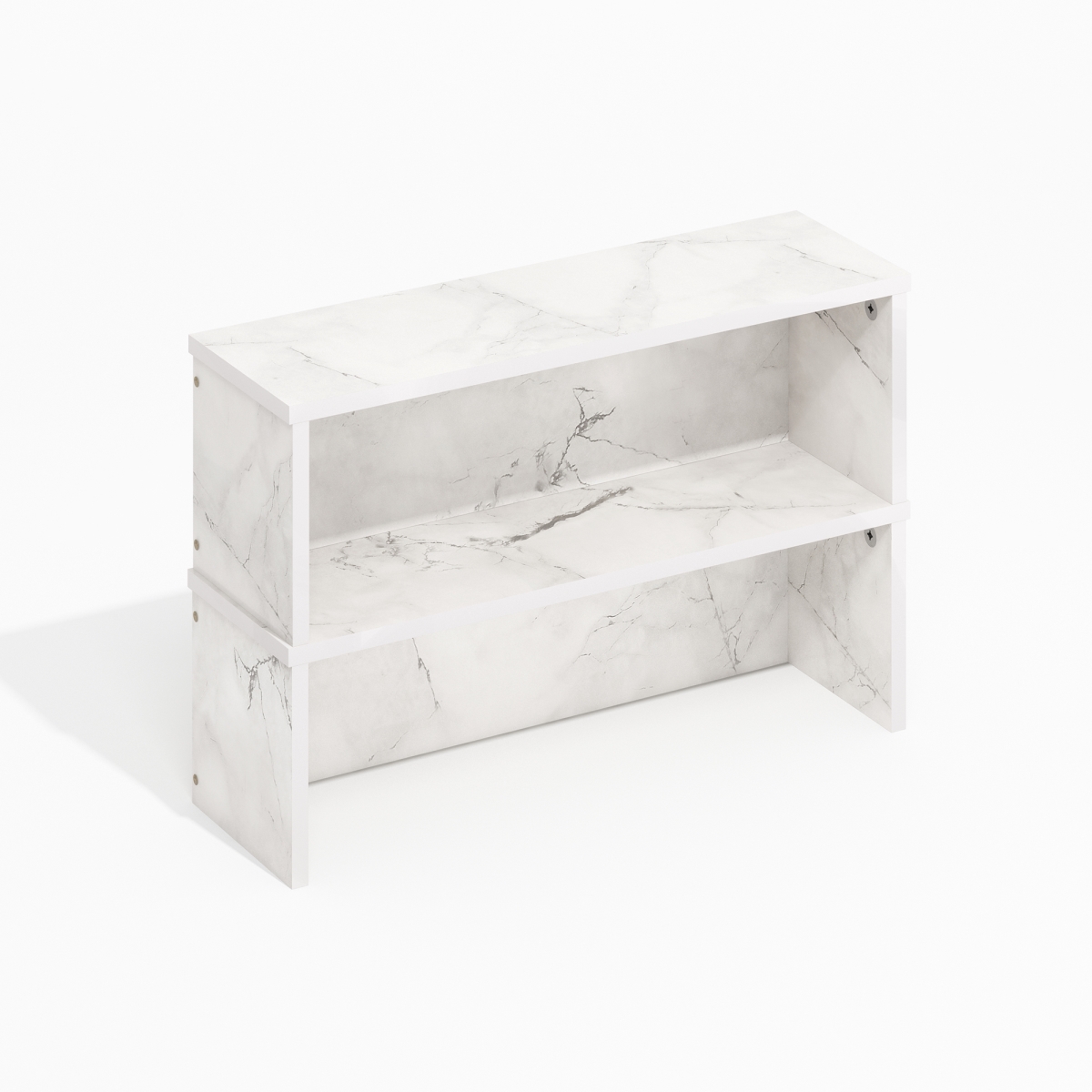 RLN222115LMB 18 in. Helena Kitchen Counter Stackable Organizer Shelf, Light Marble - Set of 2