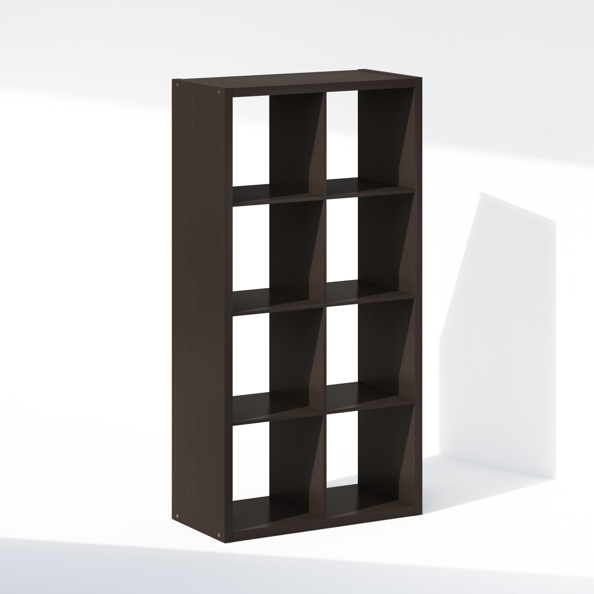 NNNLU22006DOK 57.91 in. Simple Open Back 8-Cube Standing Shelf Storage Organizer, Dark Oak