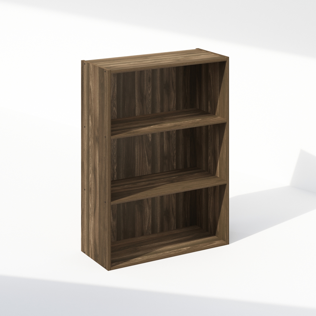NA11208CWN 23.7 in. 3-Tier Simple Open Shelf Bookcases, Columbia Walnut