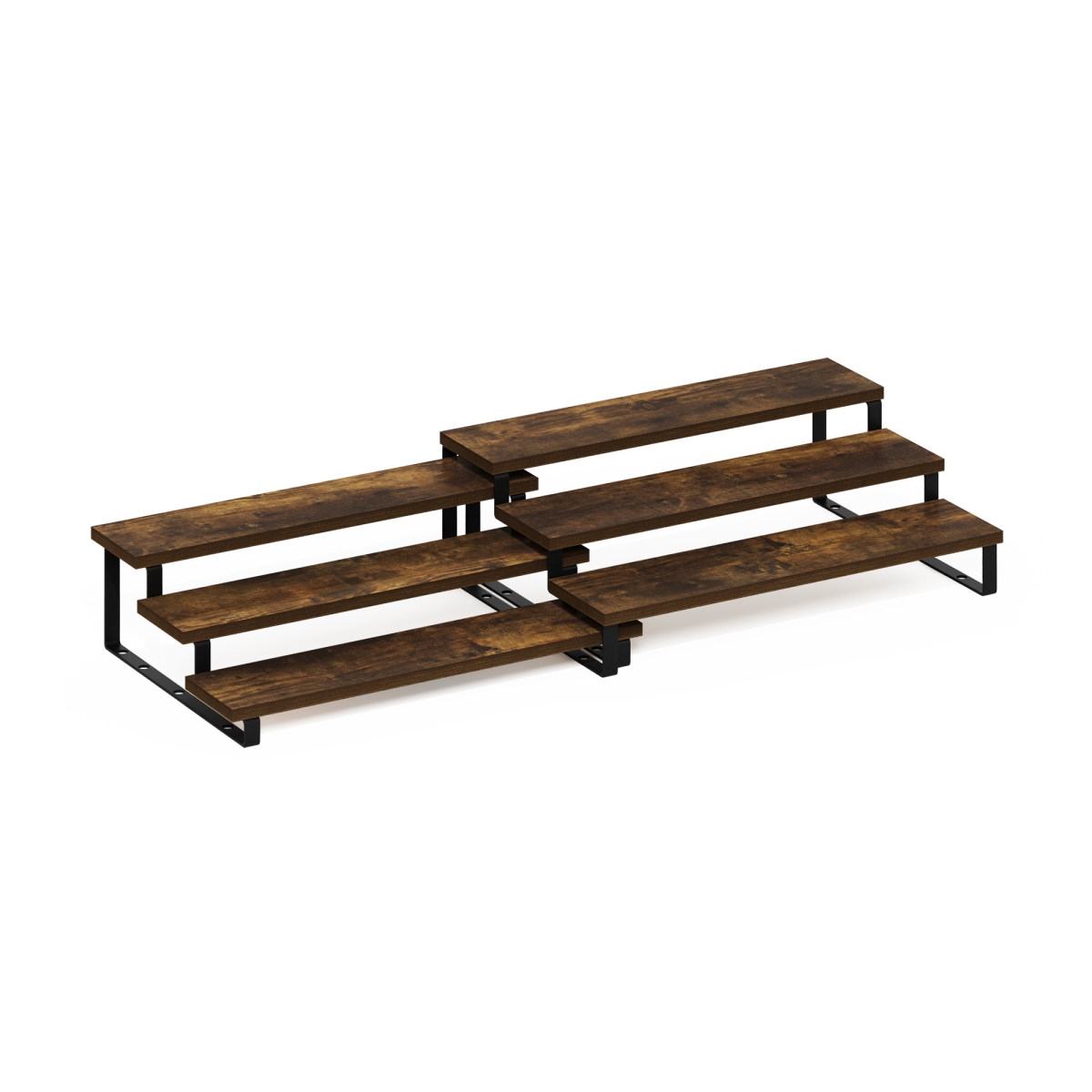 24243APBK 3-Tier Ravel Multipurpose Expandable Nestable Kitchen Counter Spice Rack Organizer, Amber Pine & Black - Set of 2