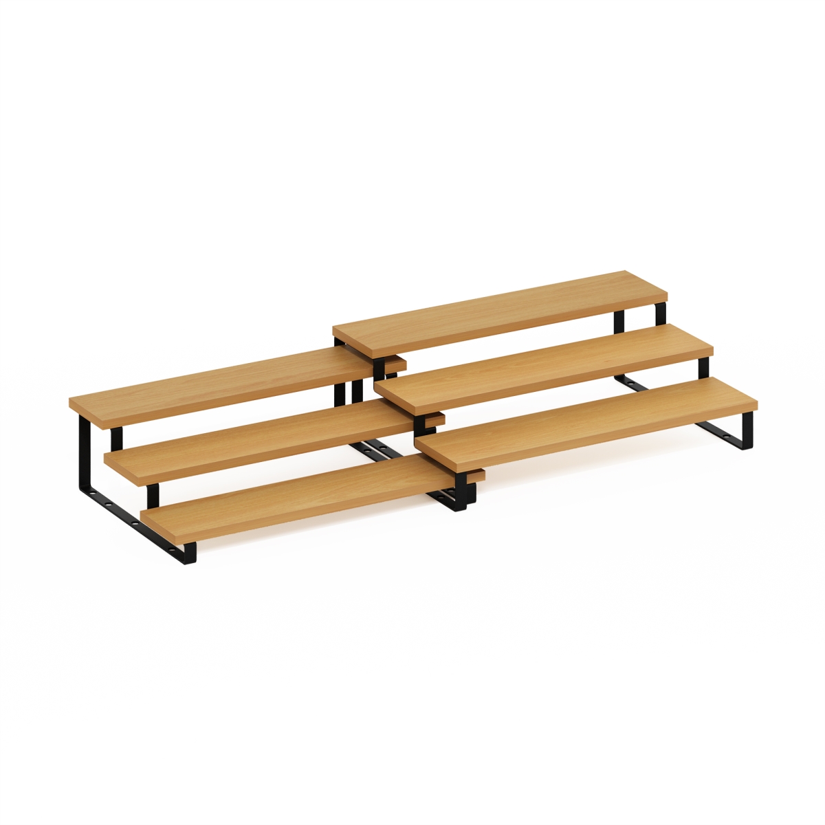 24243BEBK 3-Tier Ravel Multipurpose Expandable Nestable Kitchen Counter Spice Rack Organizer, Beech & Black - Set of 2
