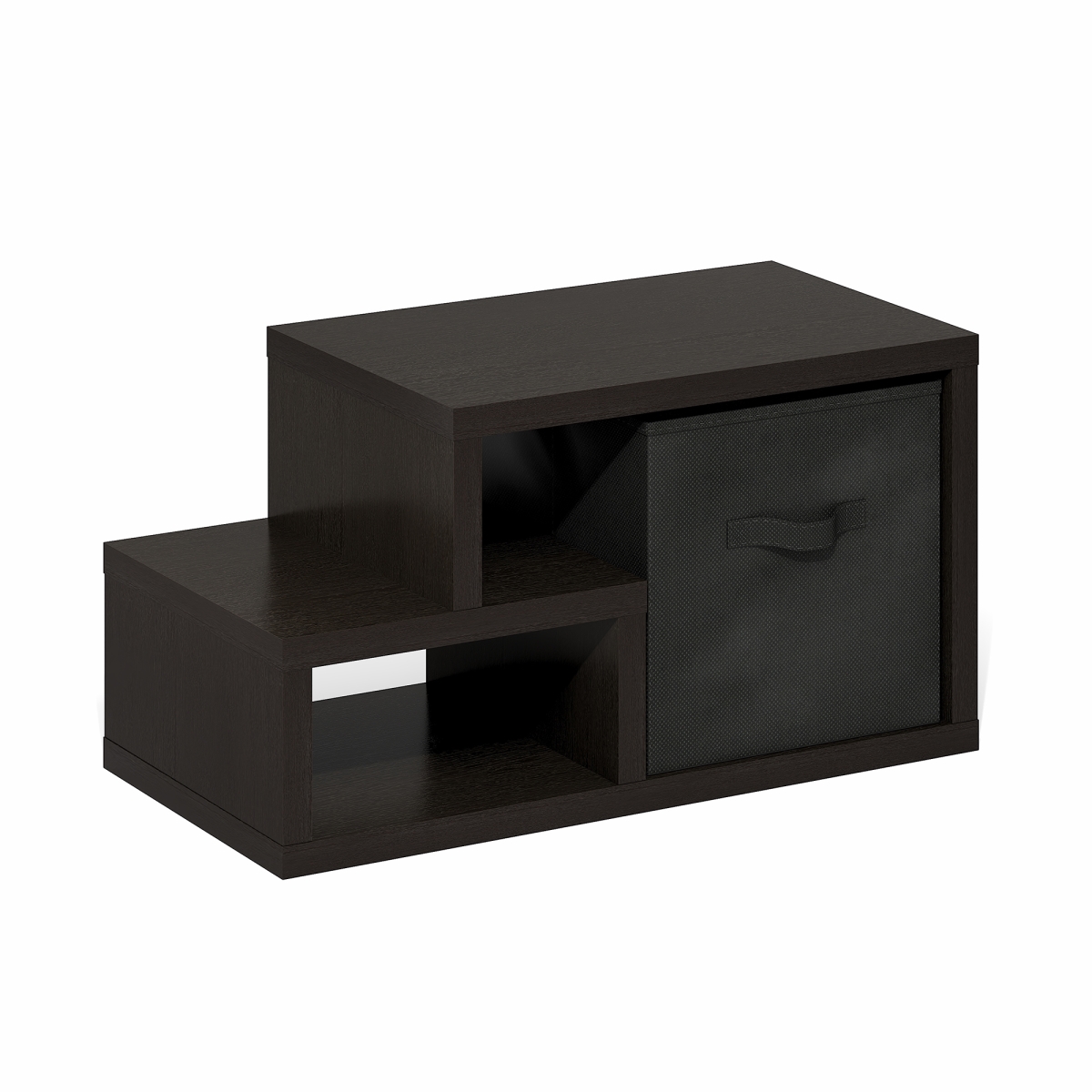 24273DOKBK Viola Multipurpose Shelf with Storage Bin, Dark Oak & Black