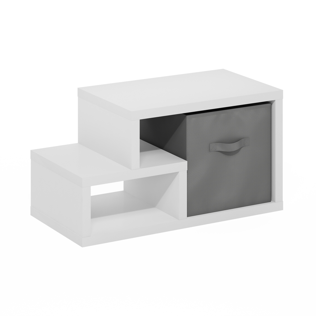 24273WHDLGY Viola Multipurpose Shelf with Storage Bin, White & Light Grey