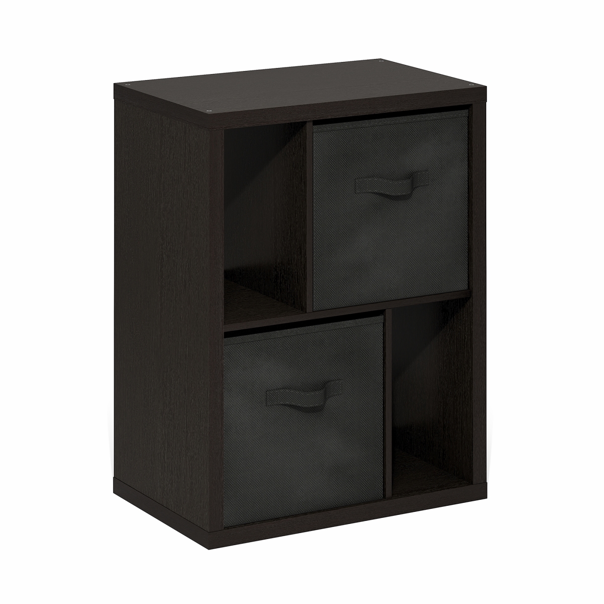 24263DOKBK Viola Standing Storage Shelf with Two Storage Bins, Dark Oak & Black