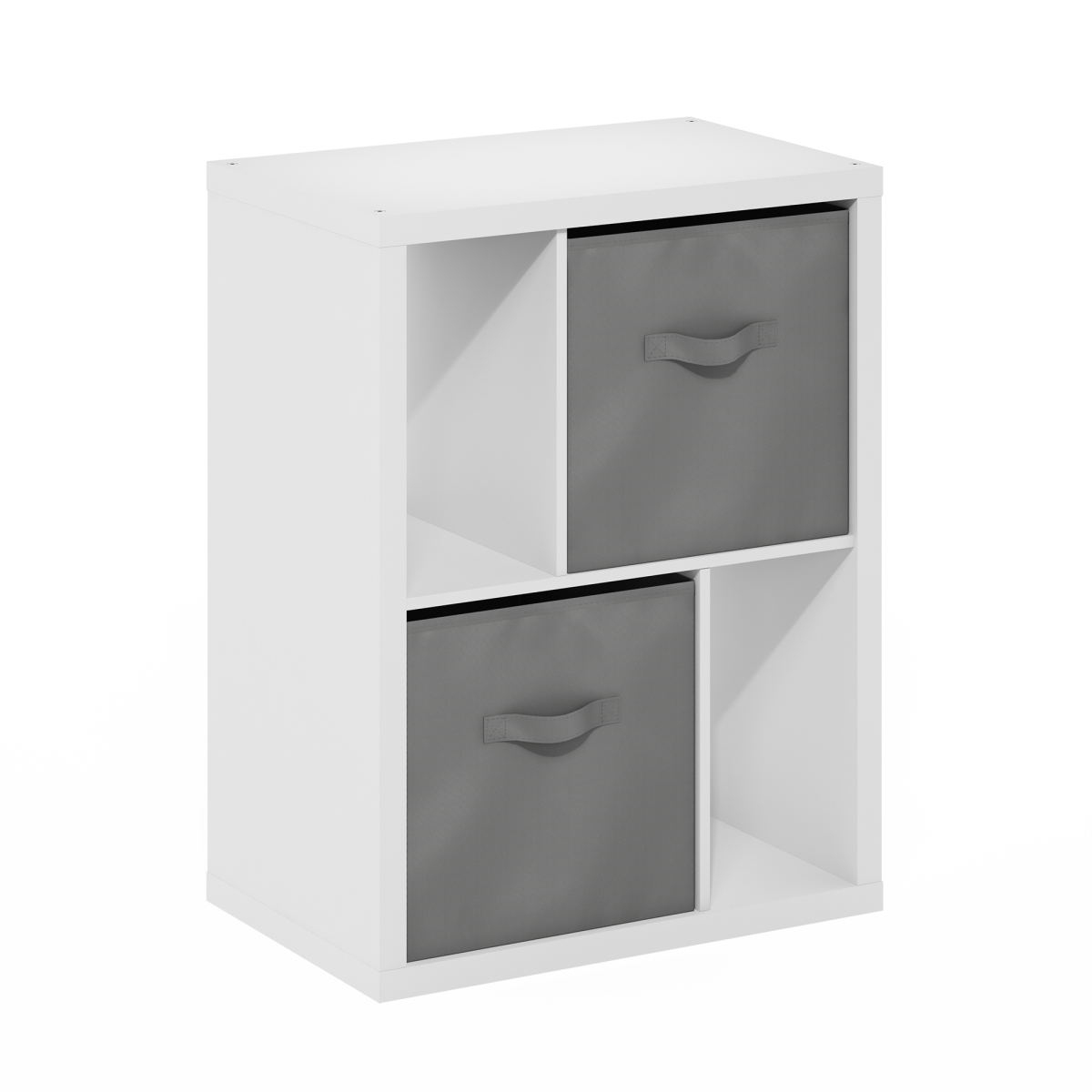 24263WHDLGY Viola Standing Storage Shelf with Two Storage Bins, White & Light Gray
