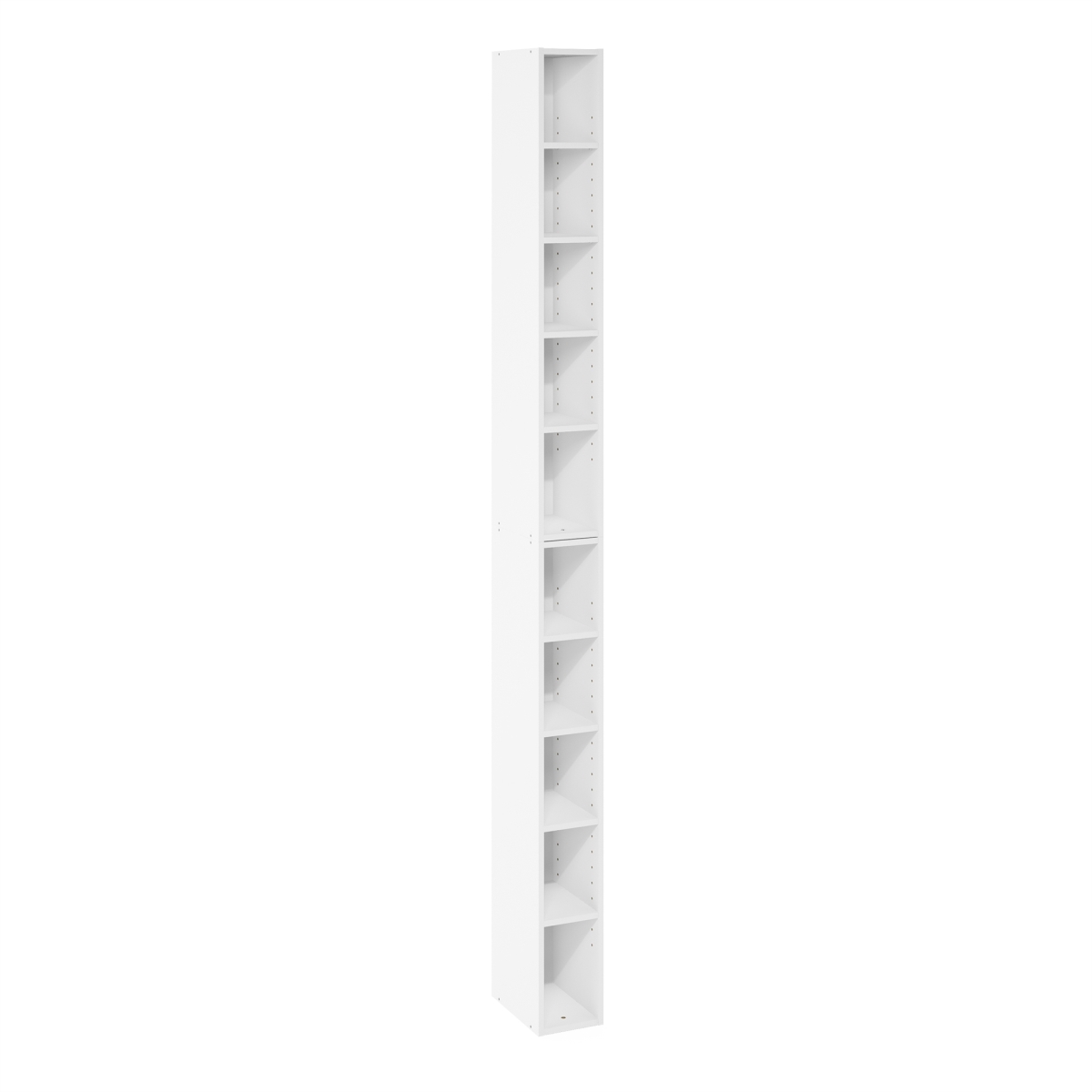 24384WH Fulda 10-Tier Space Saving Storage Shelf Bookcase, White - 6 in.